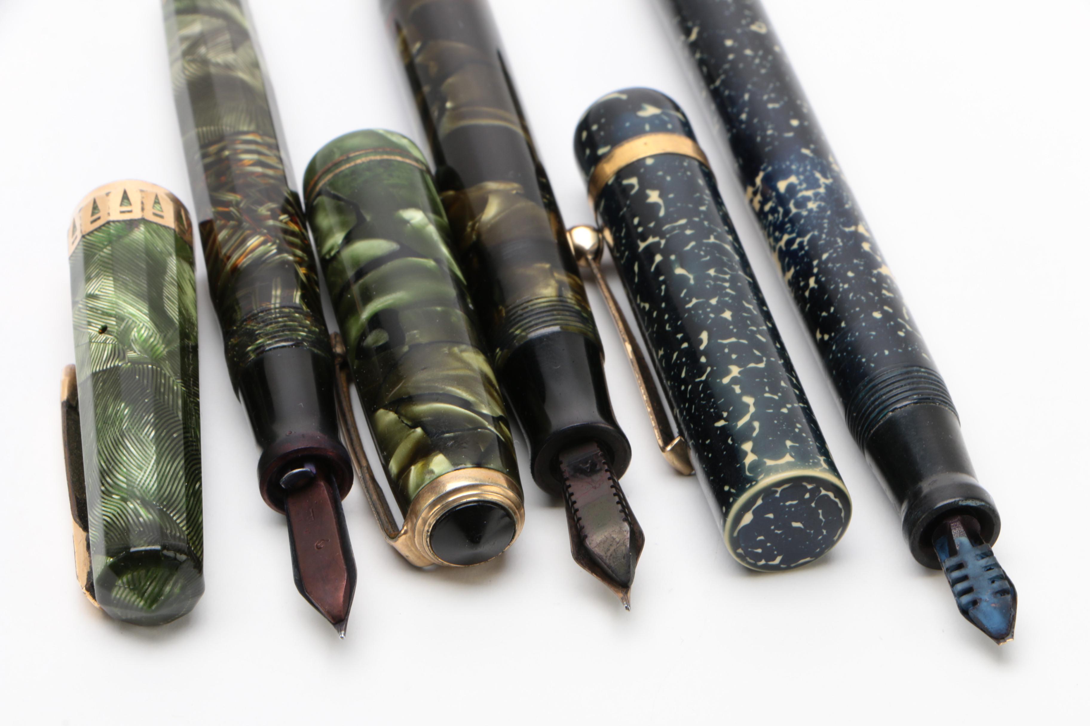 Fountain Pens Including Wahl "Doric II" and a Parker "Vacumatic"