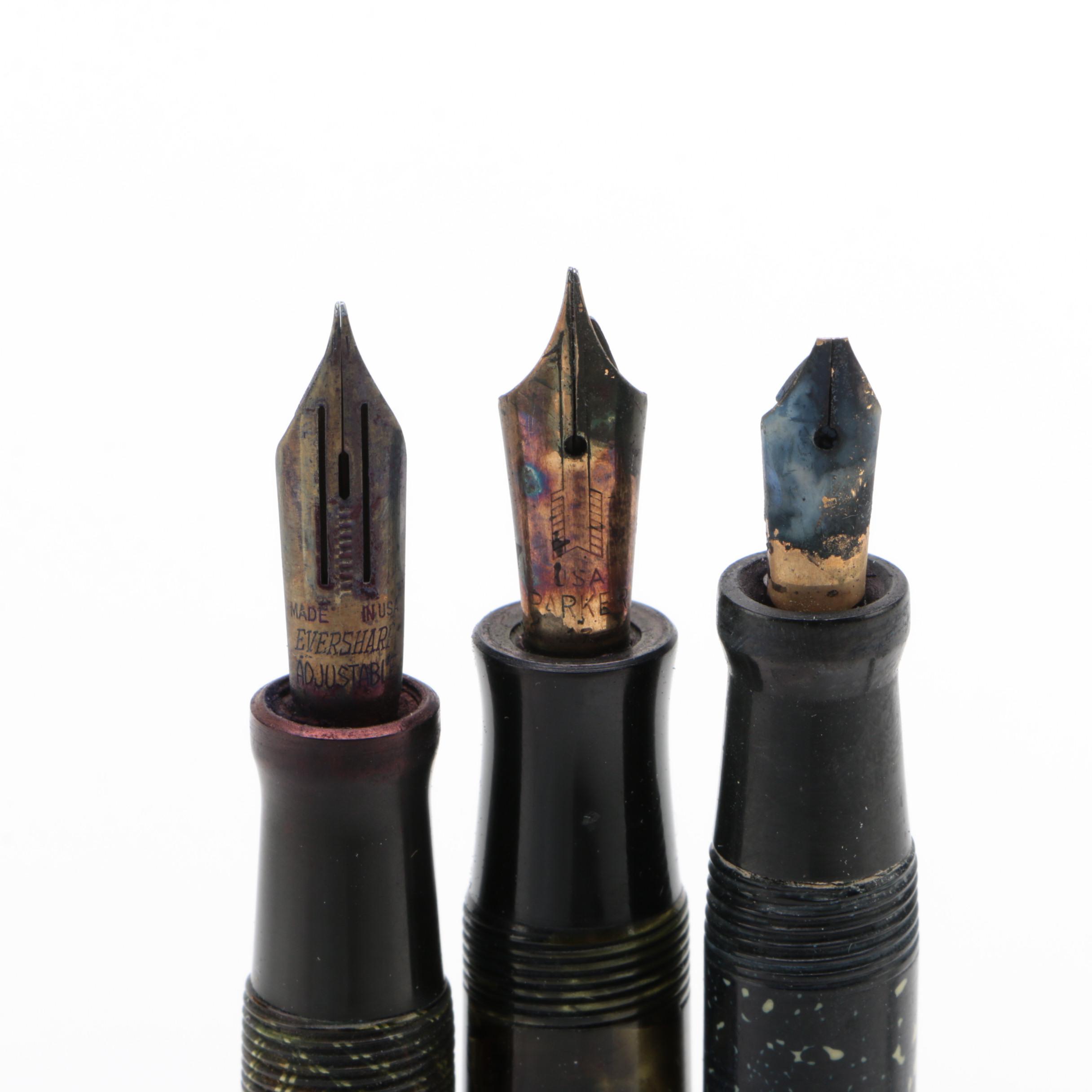 Fountain Pens Including Wahl "Doric II" and a Parker "Vacumatic"