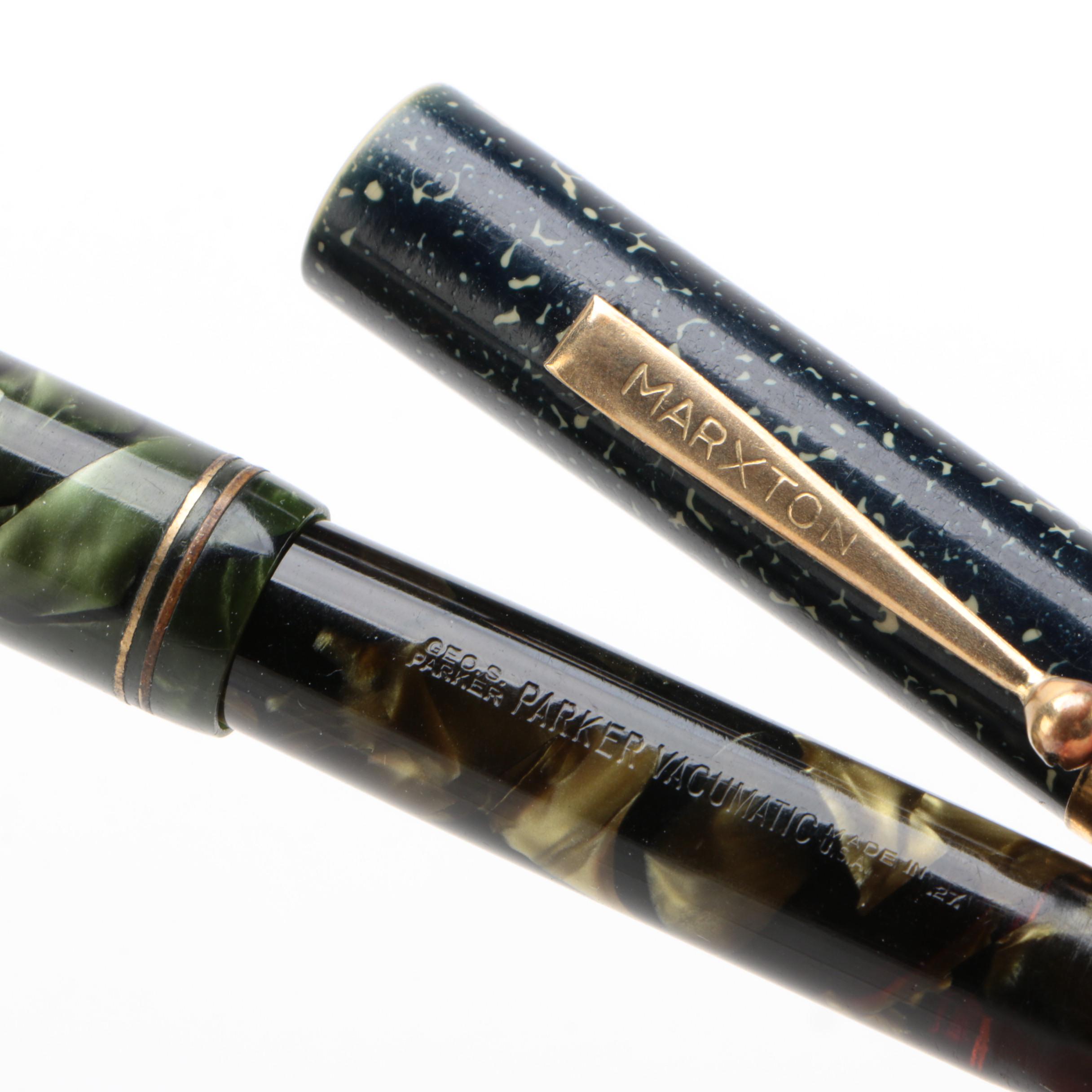 Fountain Pens Including Wahl "Doric II" and a Parker "Vacumatic"