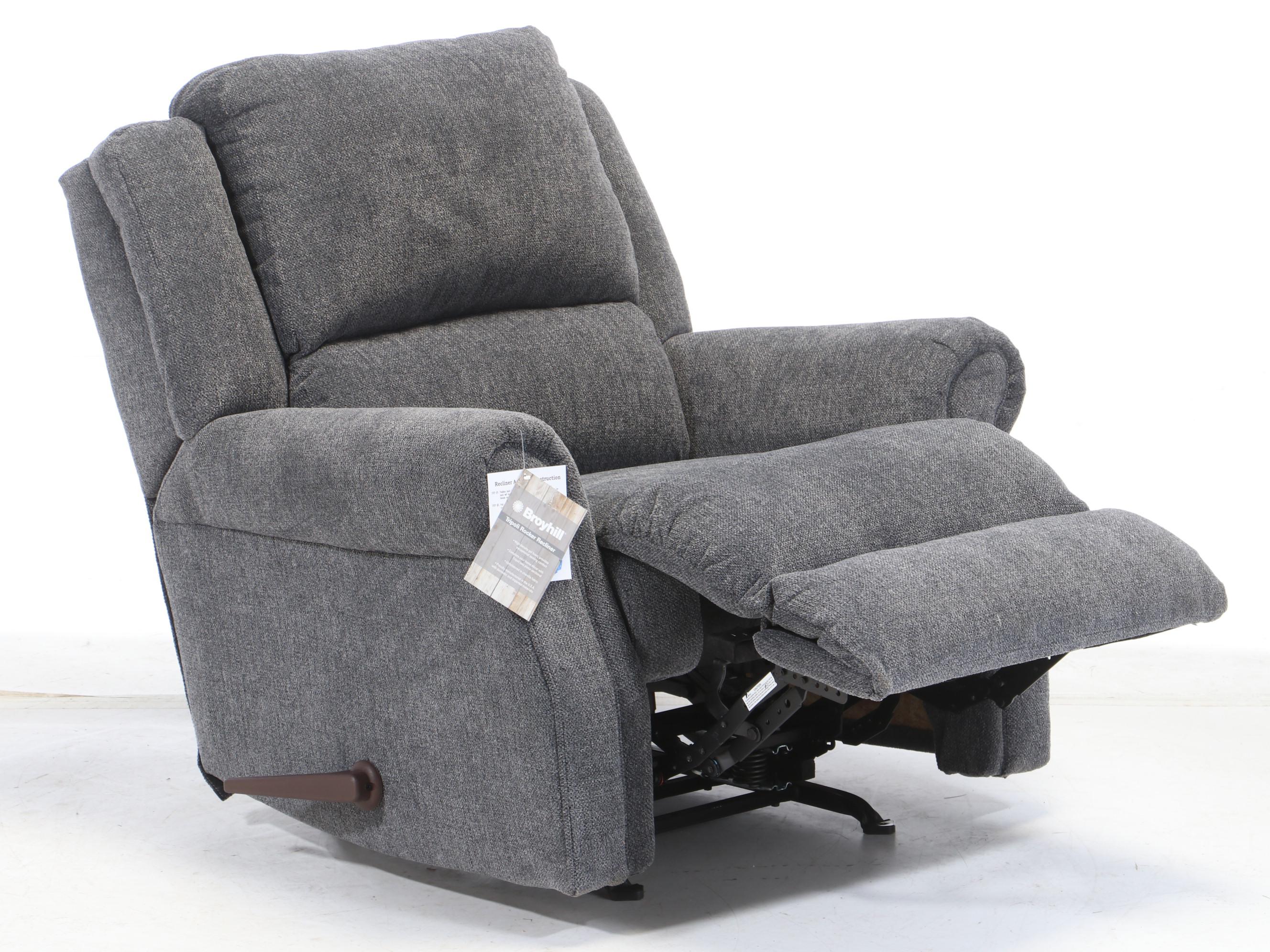 Broyhill "Tripoli" Chenille-Upholstered Rocker Recliner Chair