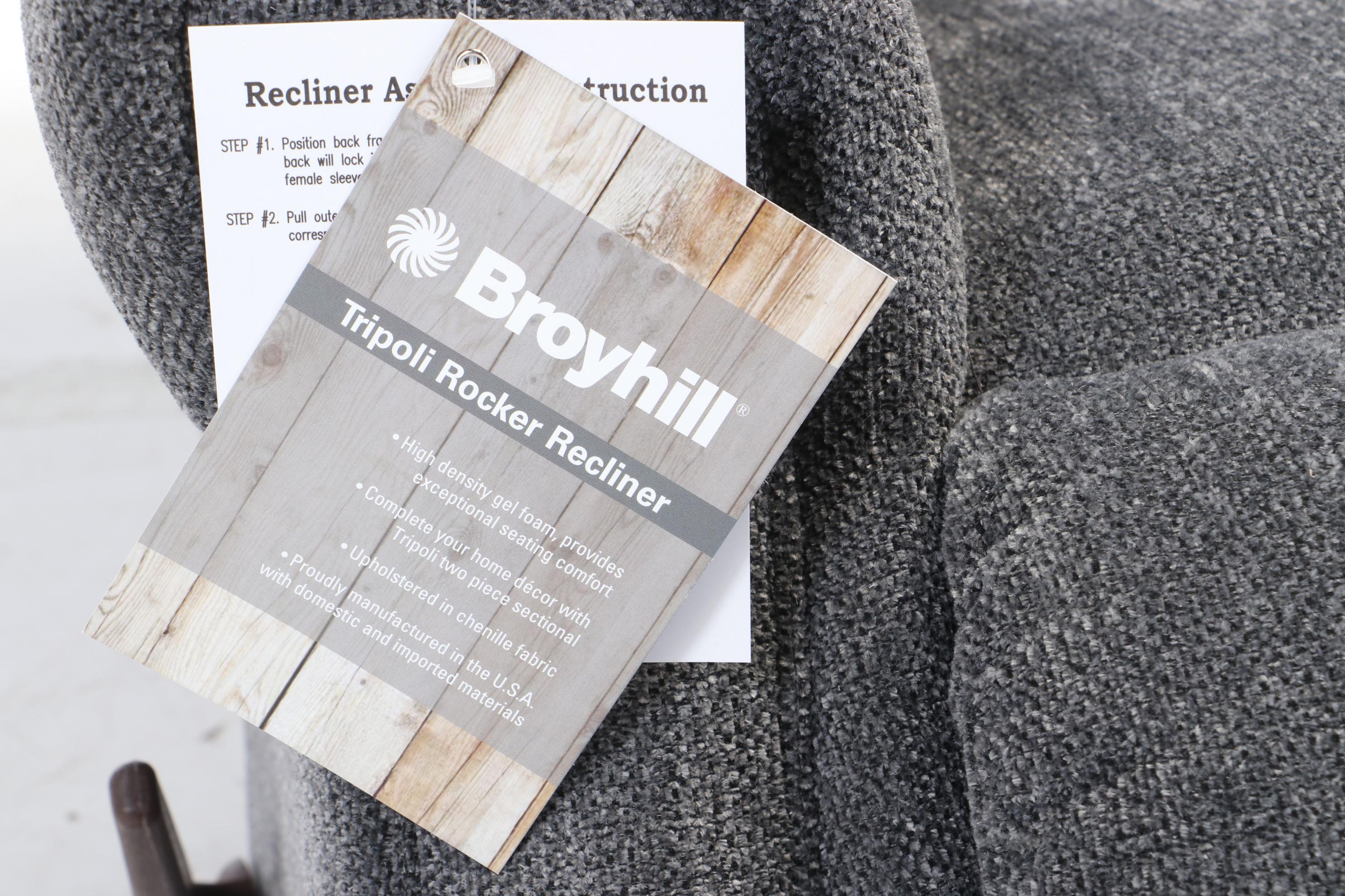 Broyhill "Tripoli" Chenille-Upholstered Rocker Recliner Chair