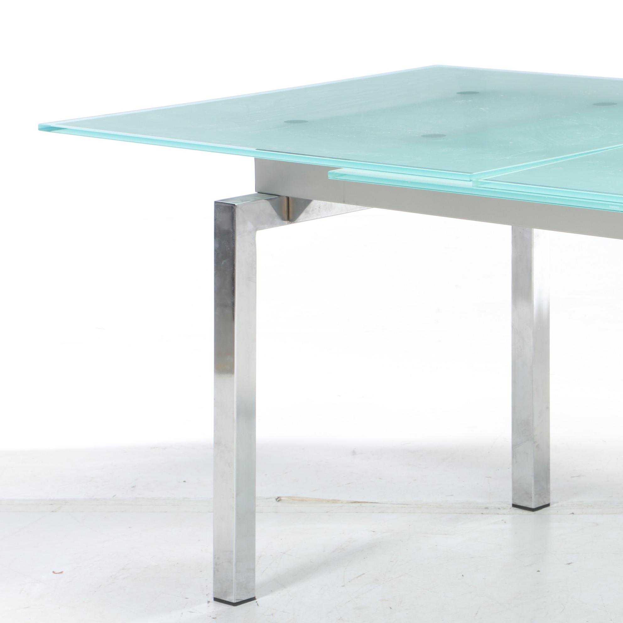 Calligaris Modern Style Tempered Glass Expandable Table