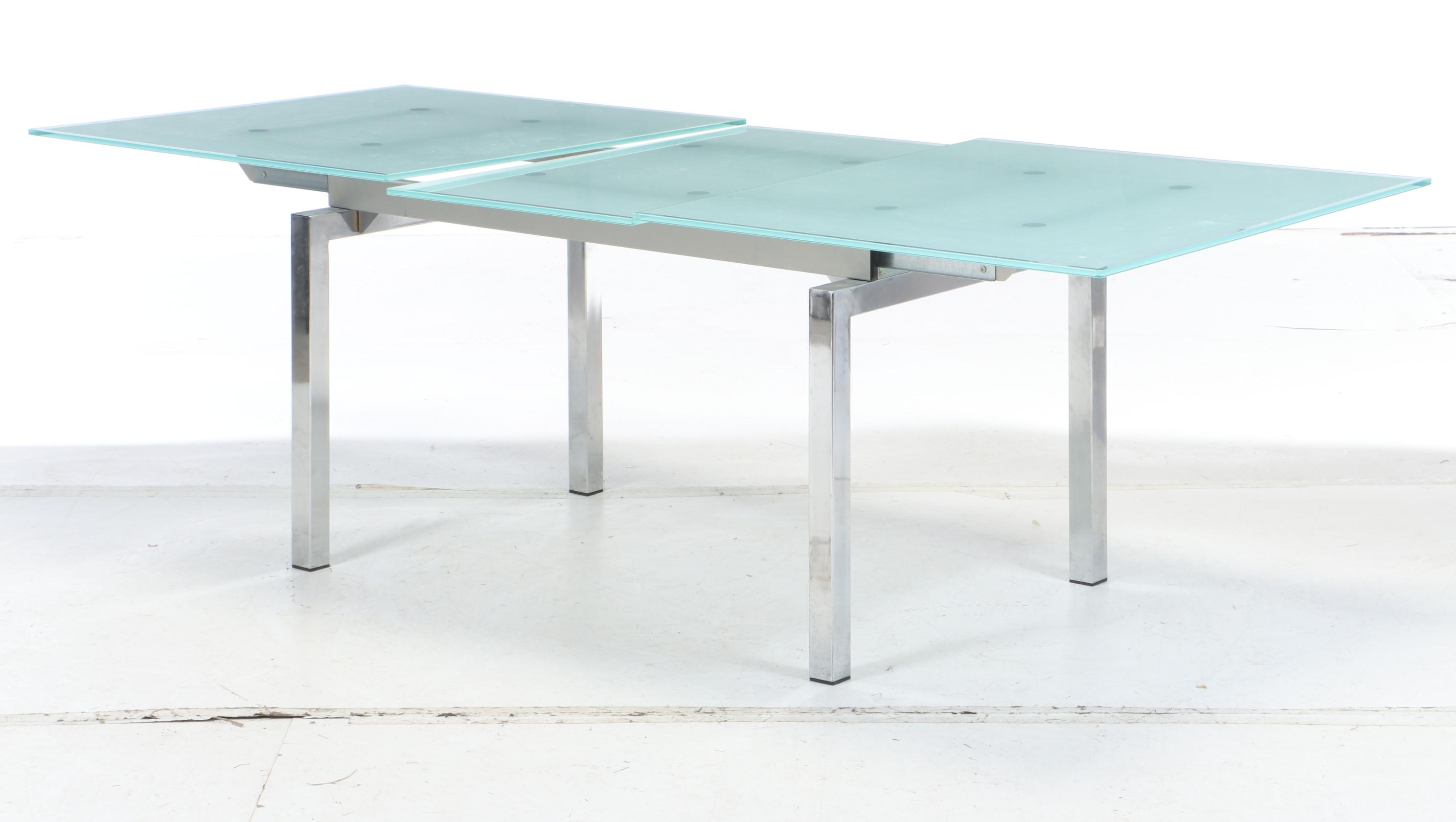 Calligaris Modern Style Tempered Glass Expandable Table