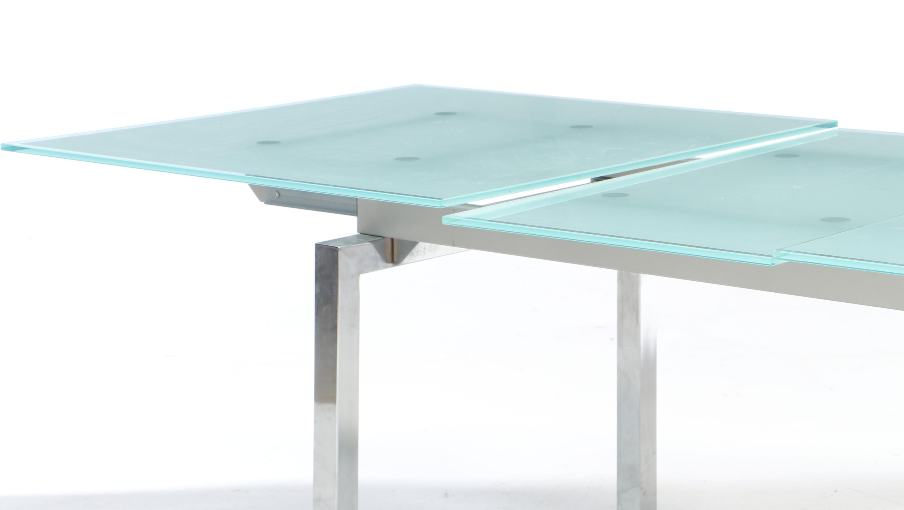 Calligaris Modern Style Tempered Glass Expandable Table