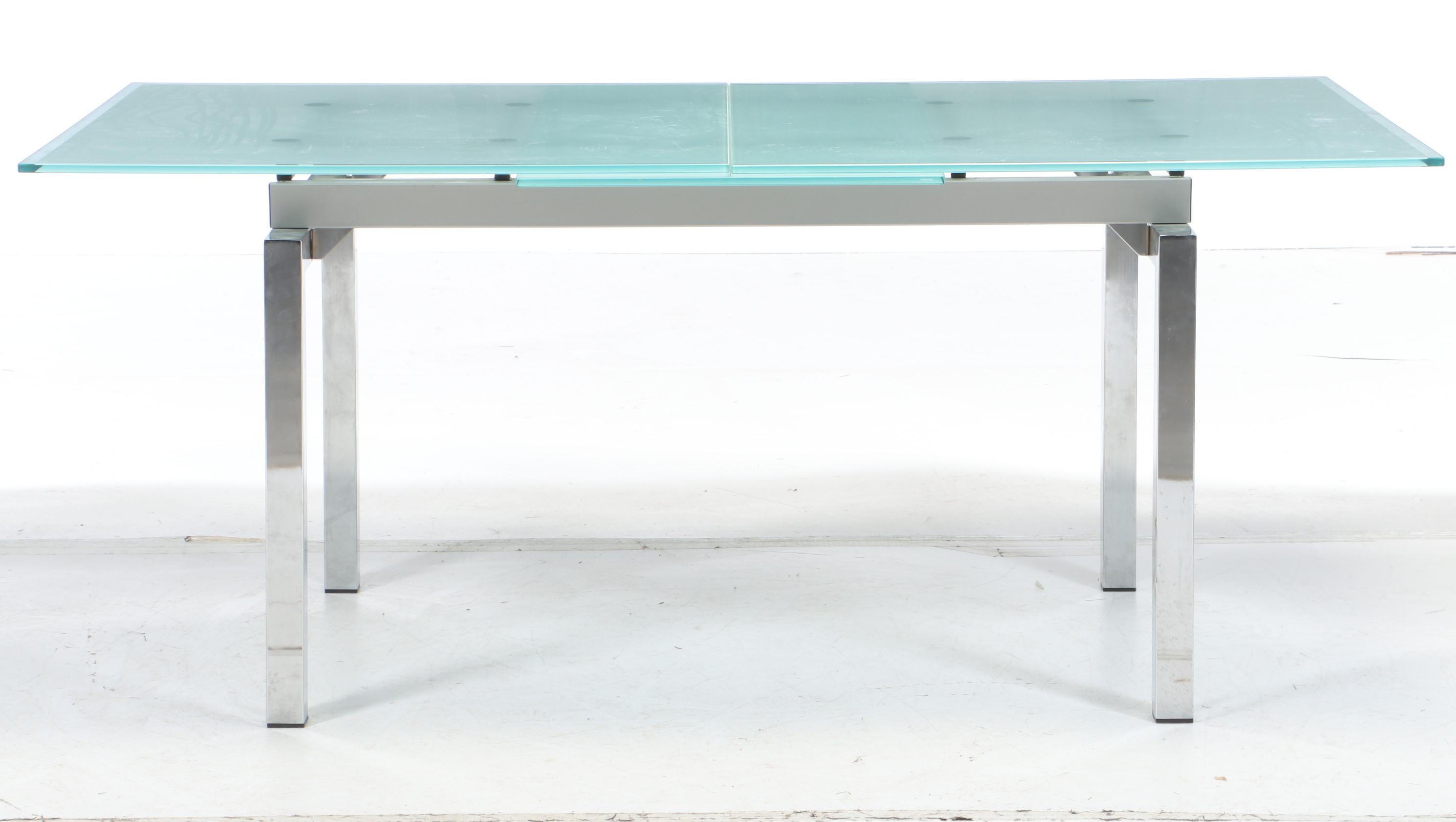 Calligaris Modern Style Tempered Glass Expandable Table