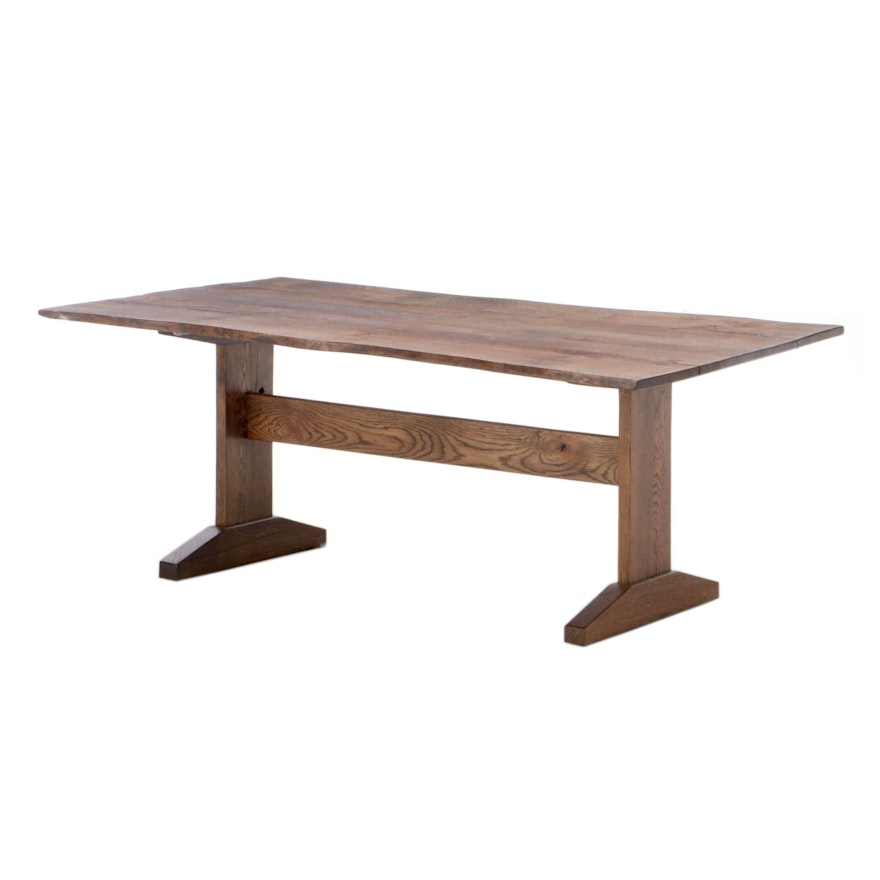 Curated Home Decor Oak Free Edge Coffee Table on Trestle Base