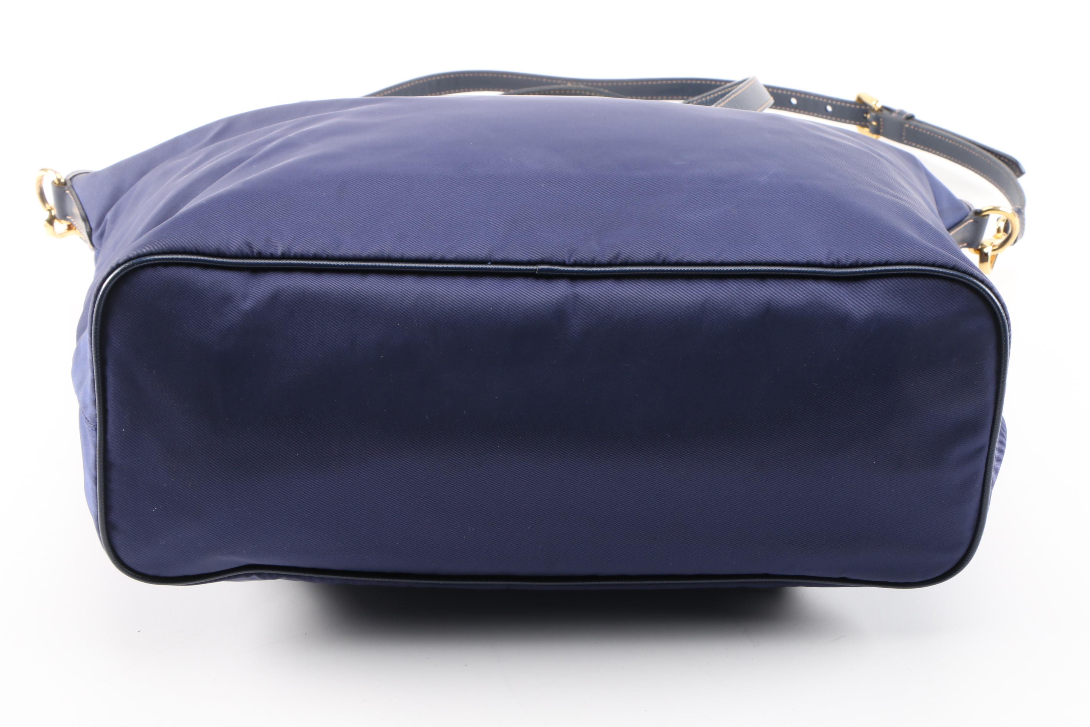Prada Navy Tessuto Nylon and Saffiano Leather Convertible Satchel