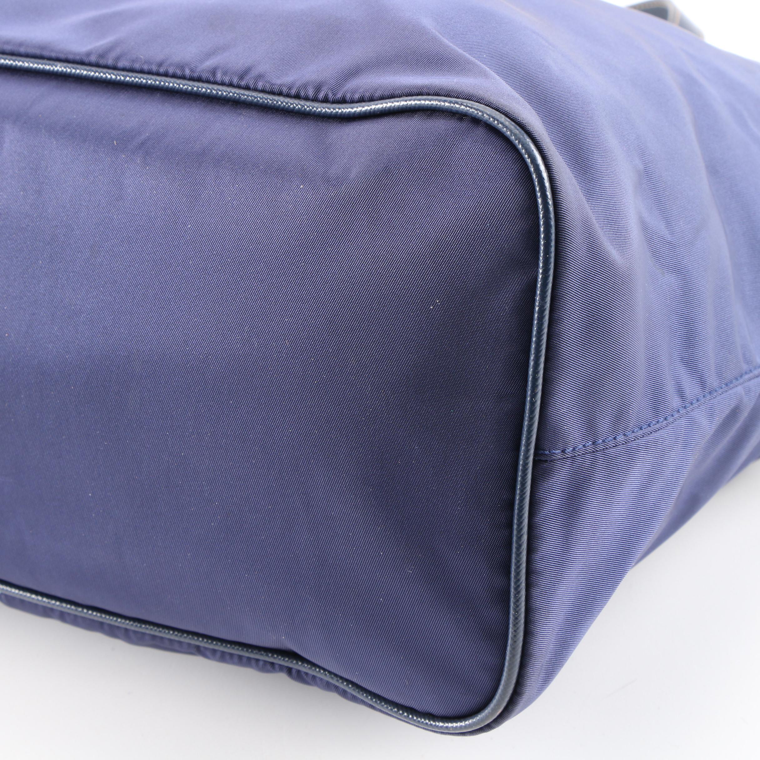 Prada Navy Tessuto Nylon and Saffiano Leather Convertible Satchel