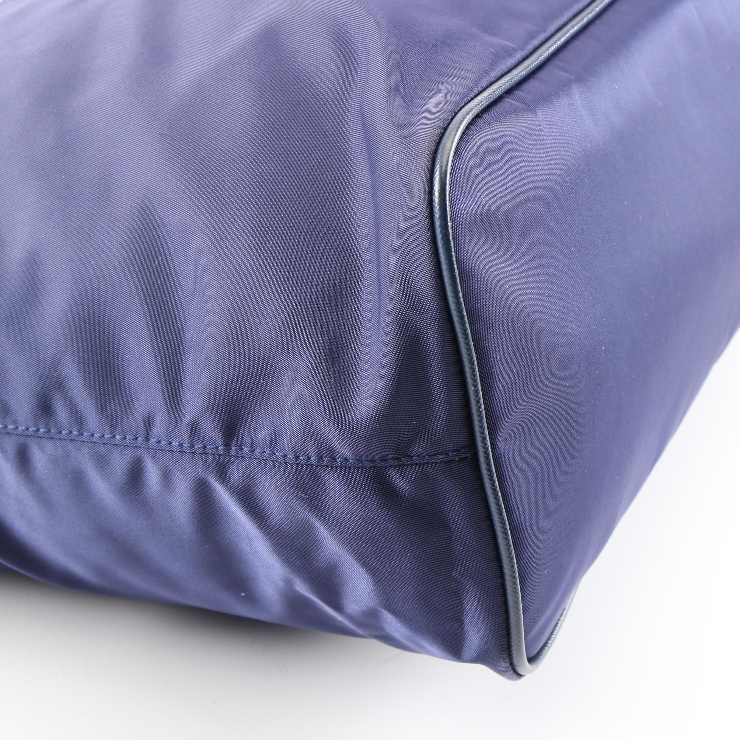 Prada Navy Tessuto Nylon and Saffiano Leather Convertible Satchel