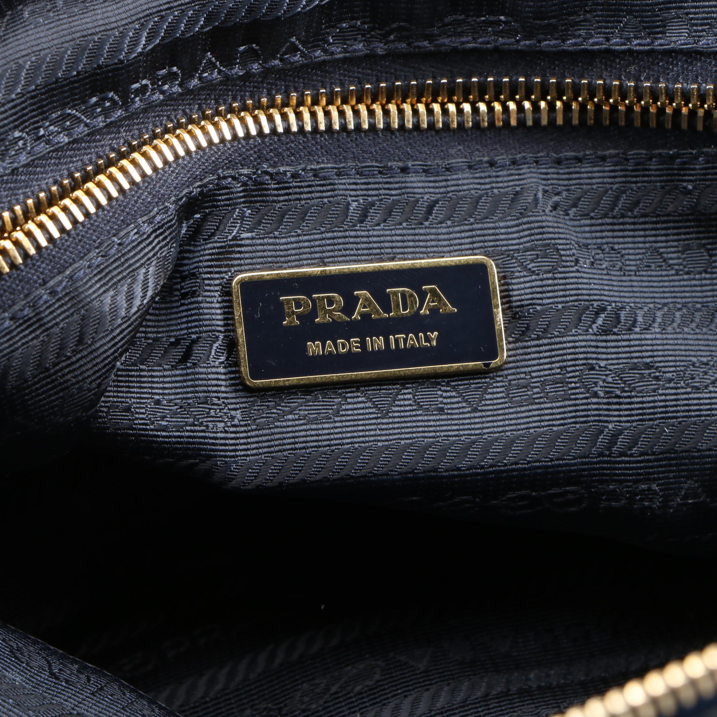 Prada Navy Tessuto Nylon and Saffiano Leather Convertible Satchel