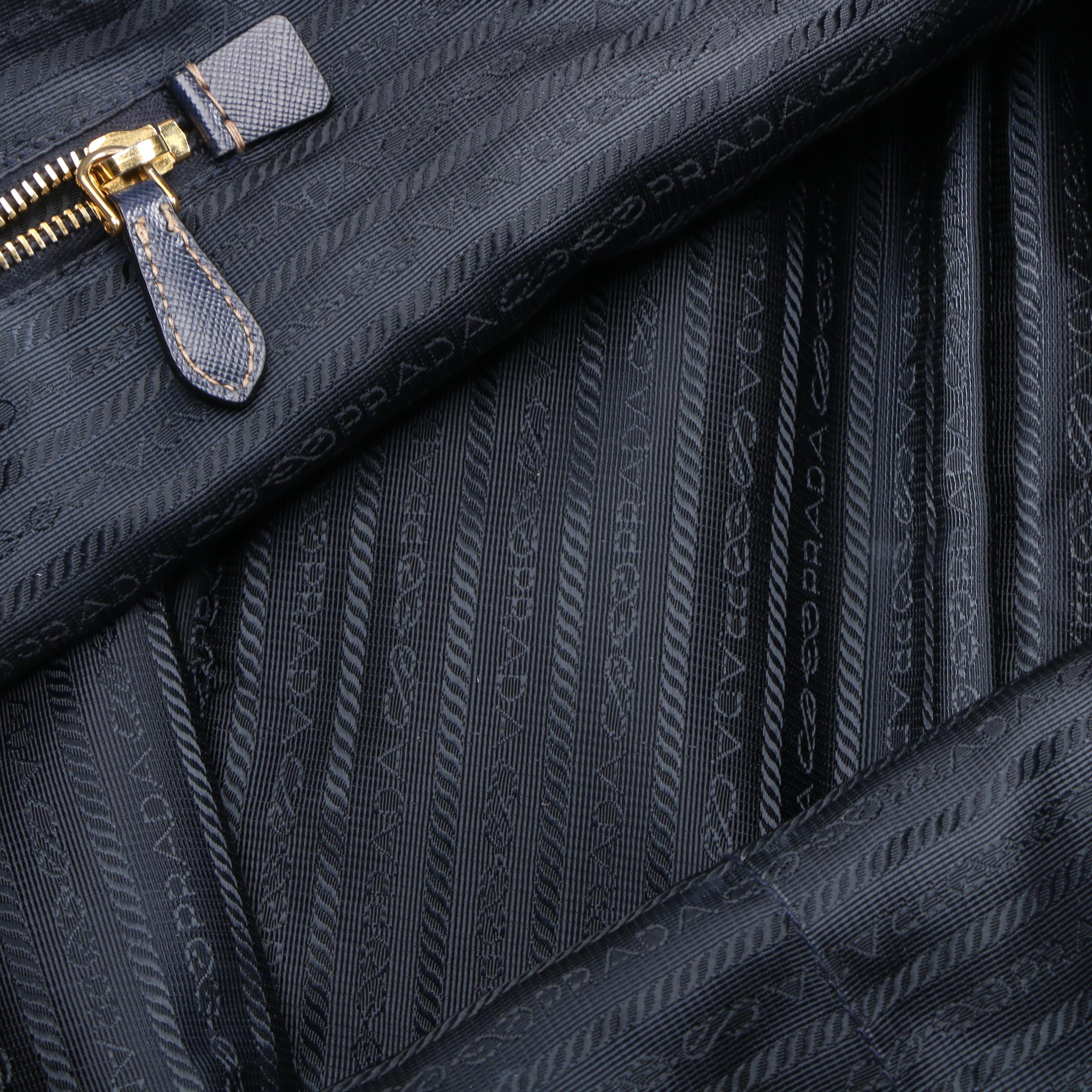 Prada Navy Tessuto Nylon and Saffiano Leather Convertible Satchel