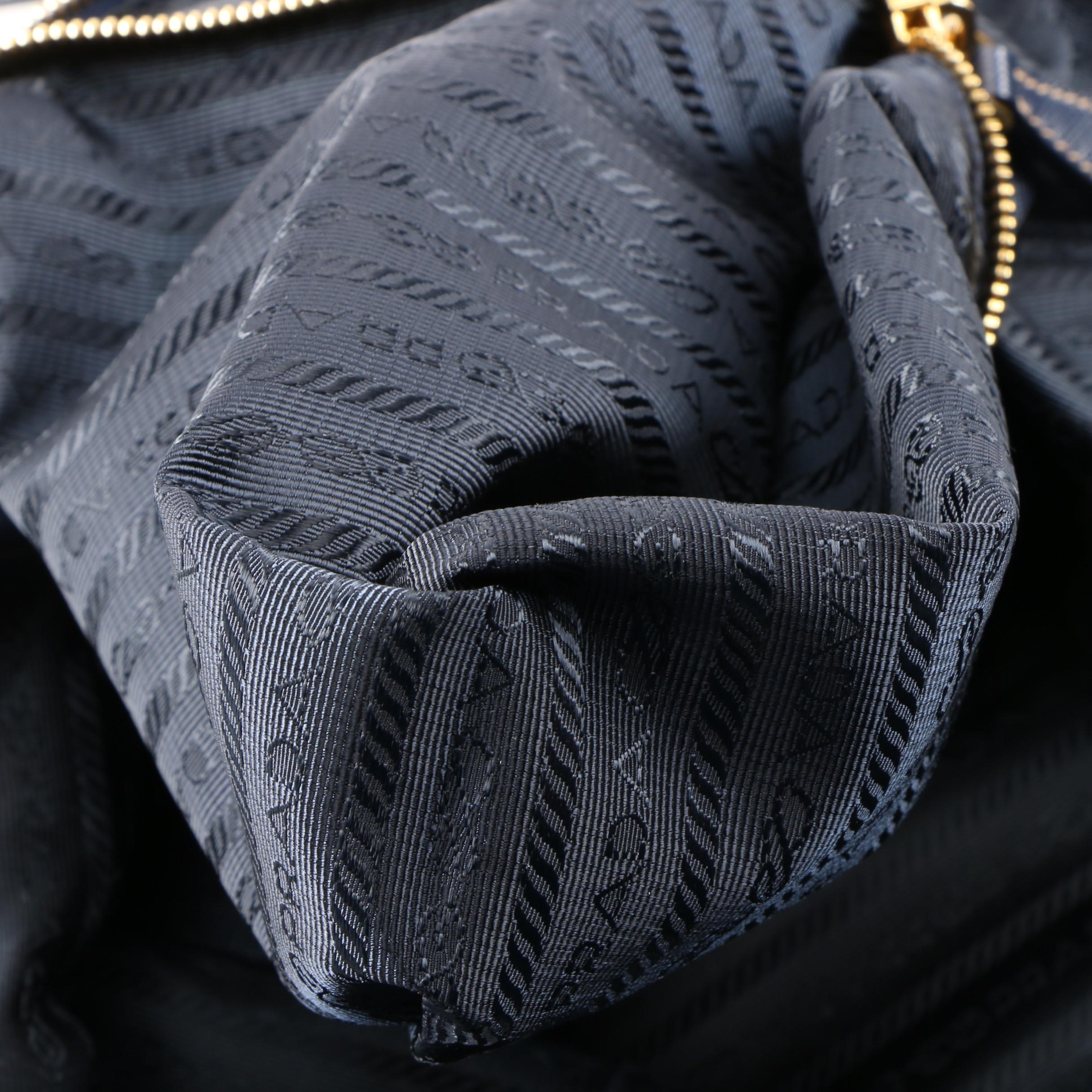 Prada Navy Tessuto Nylon and Saffiano Leather Convertible Satchel