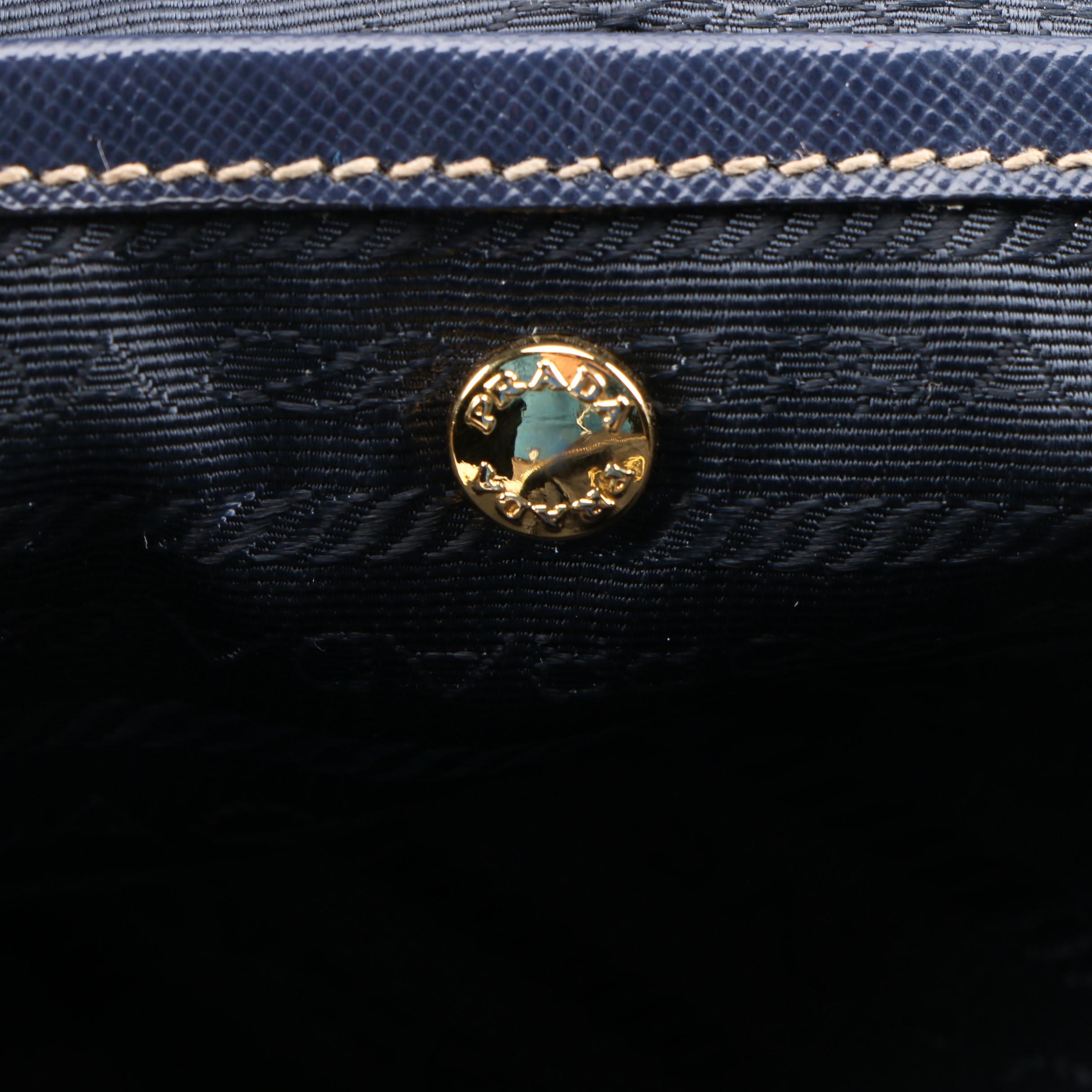 Prada Navy Tessuto Nylon and Saffiano Leather Convertible Satchel