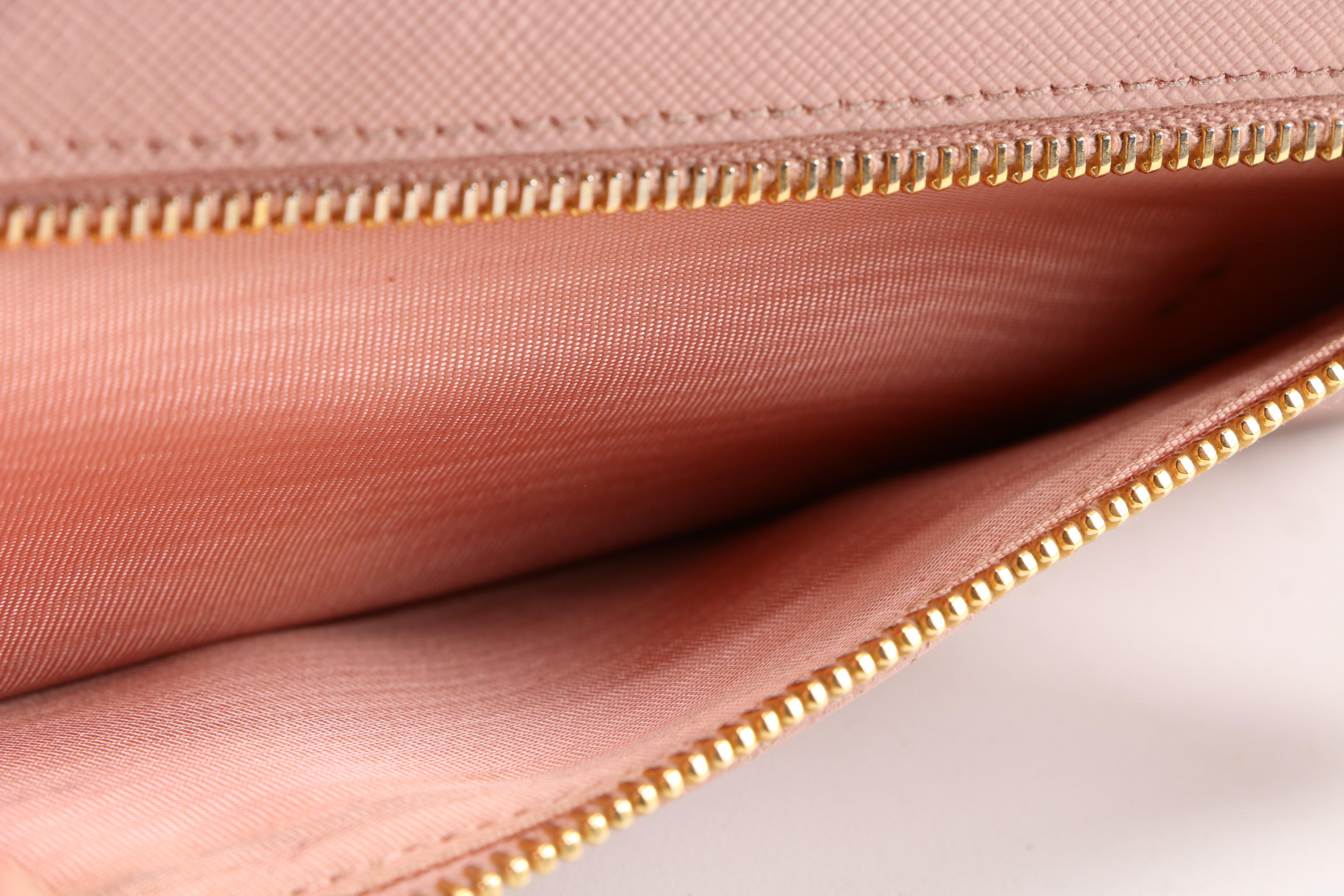 Prada Pink Saffiano Leather Continental Bow Wallet