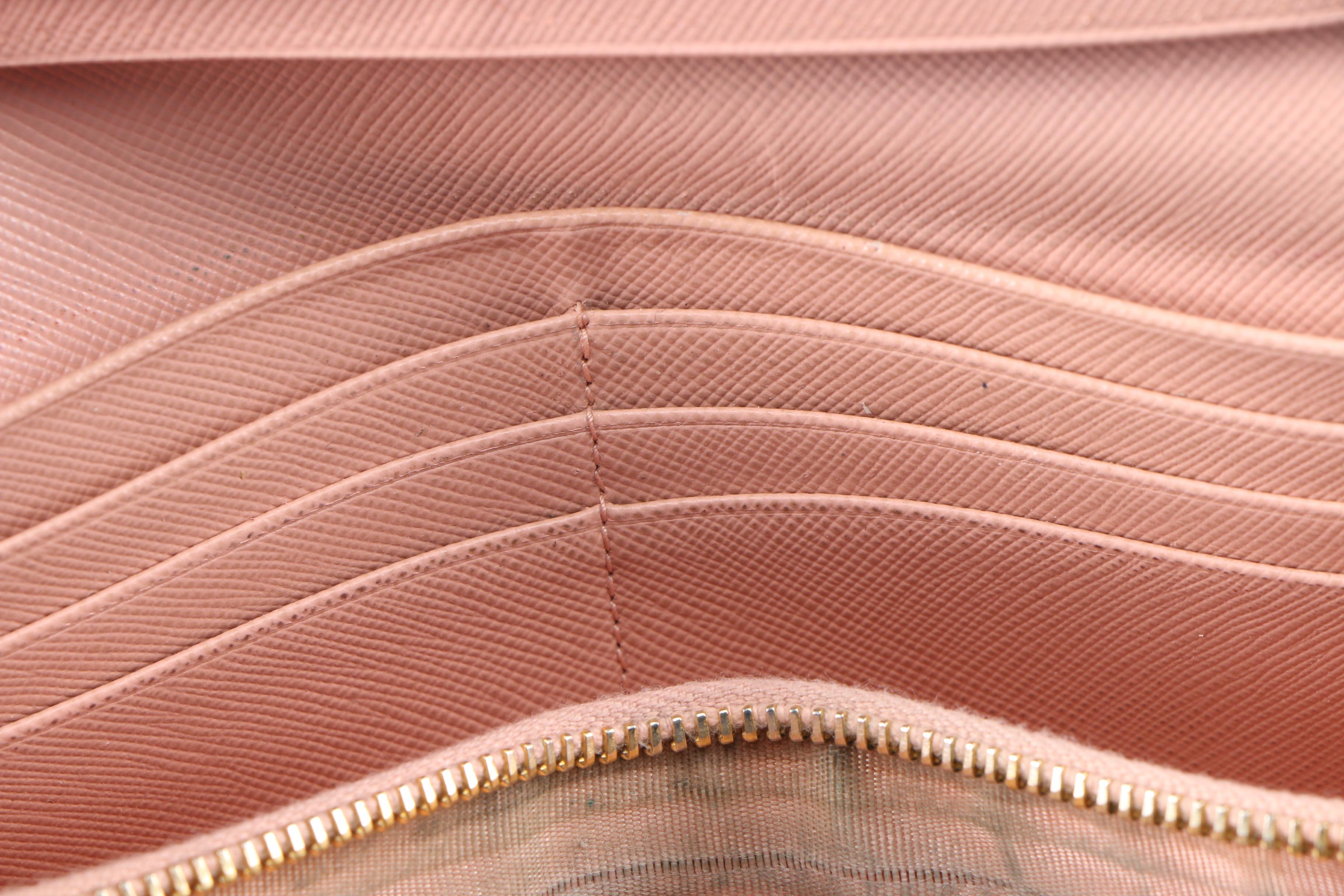 Prada Pink Saffiano Leather Continental Bow Wallet