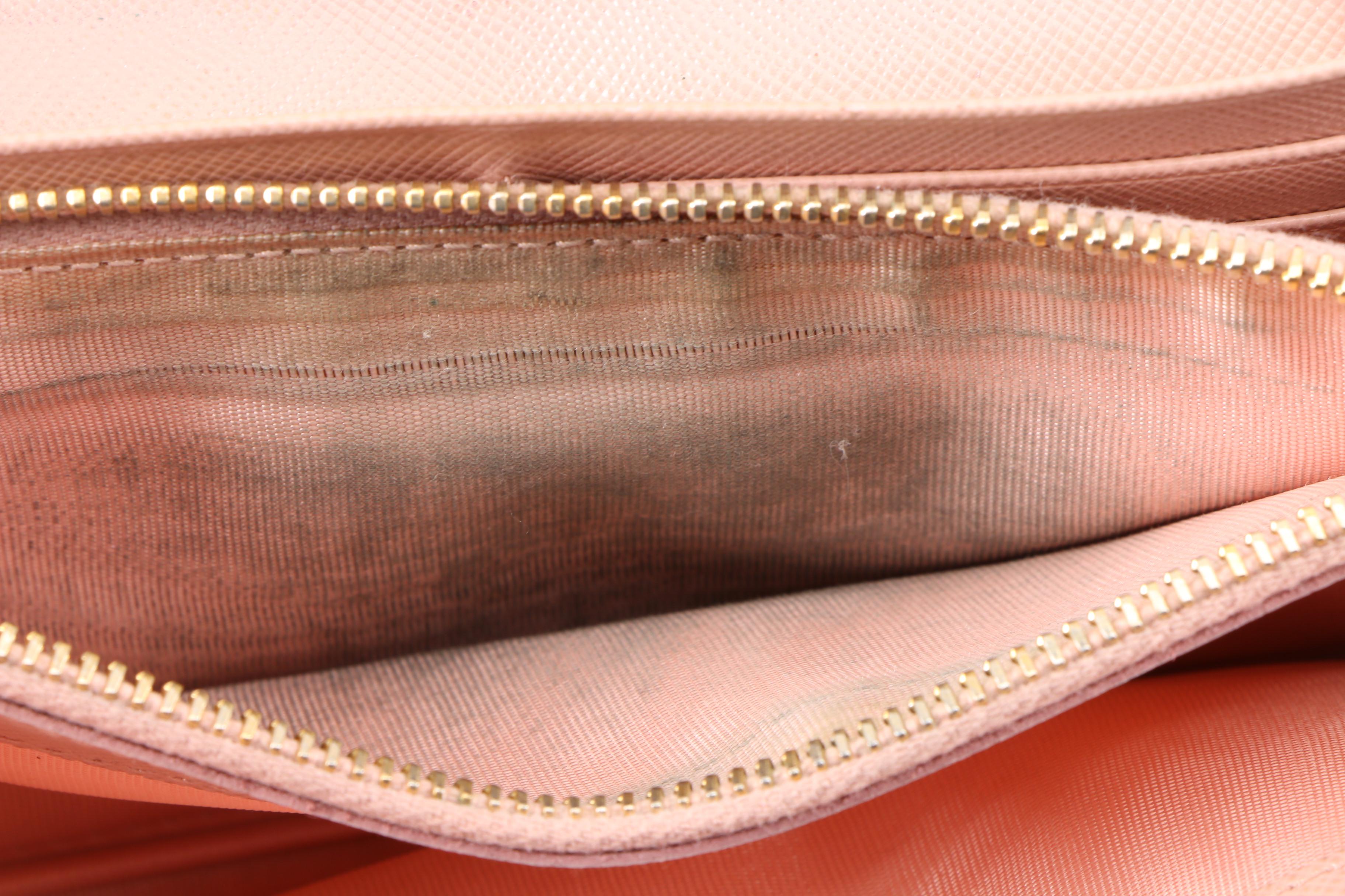 Prada Pink Saffiano Leather Continental Bow Wallet