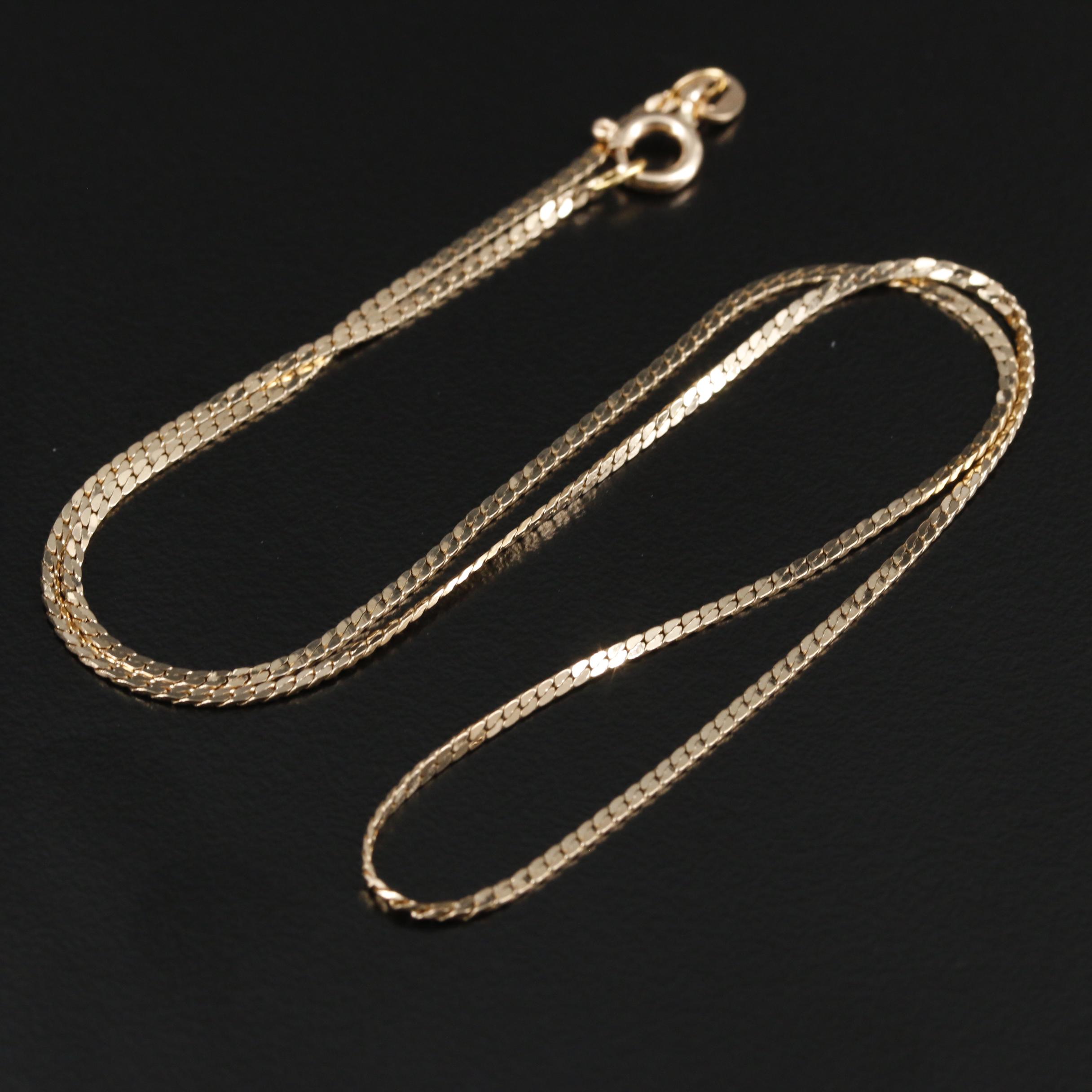 14K Gold Herringbone Chain Necklace