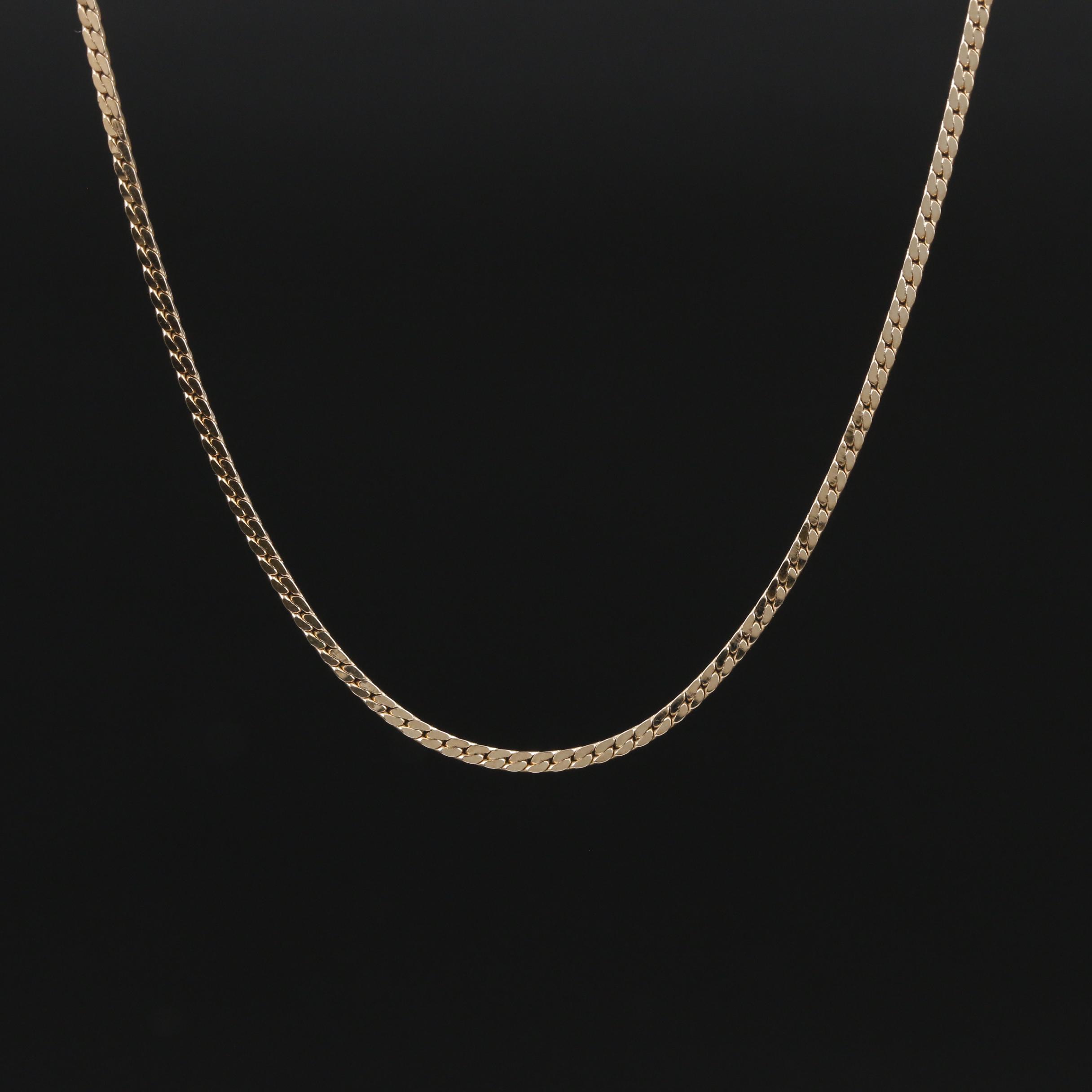 14K Gold Herringbone Chain Necklace