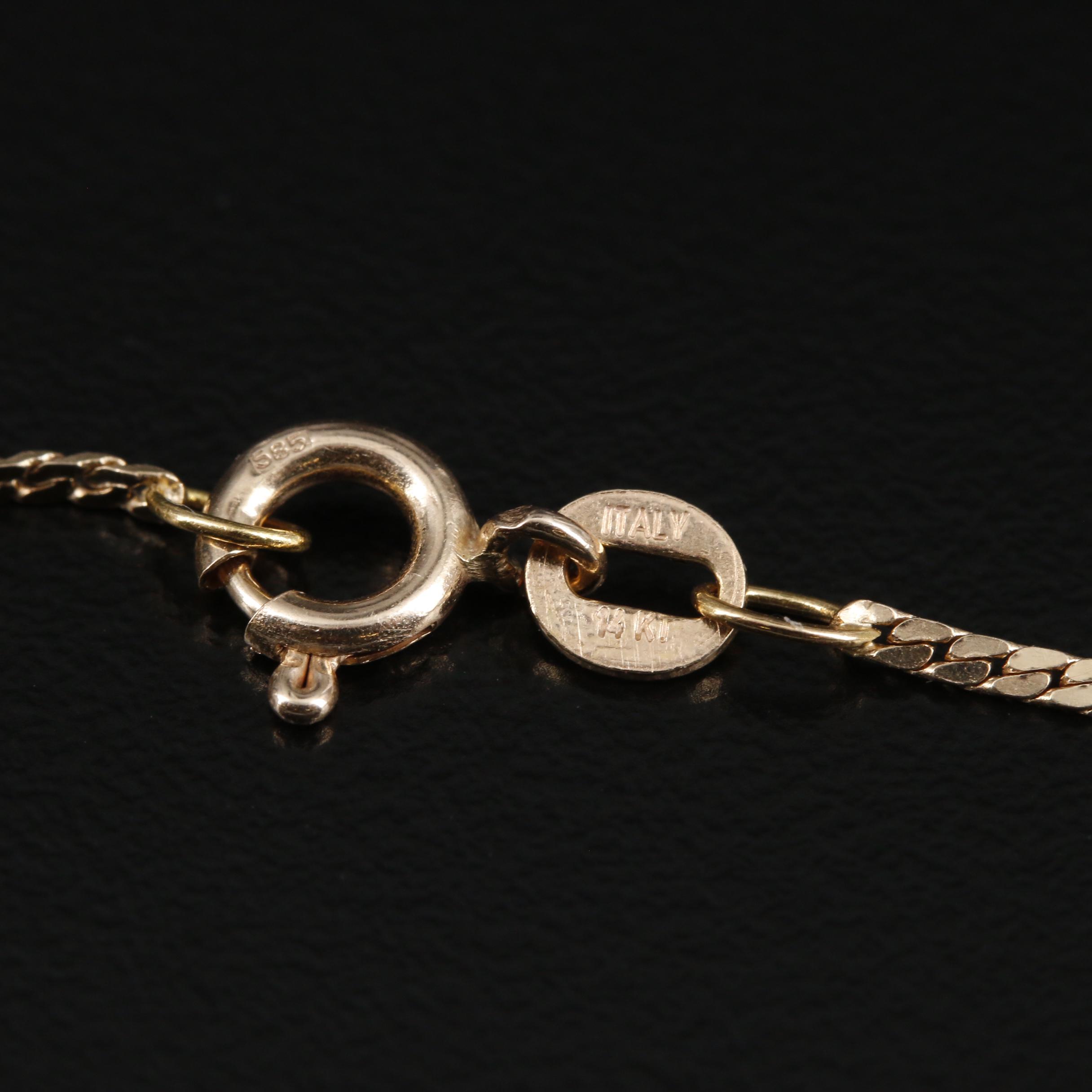 14K Gold Herringbone Chain Necklace