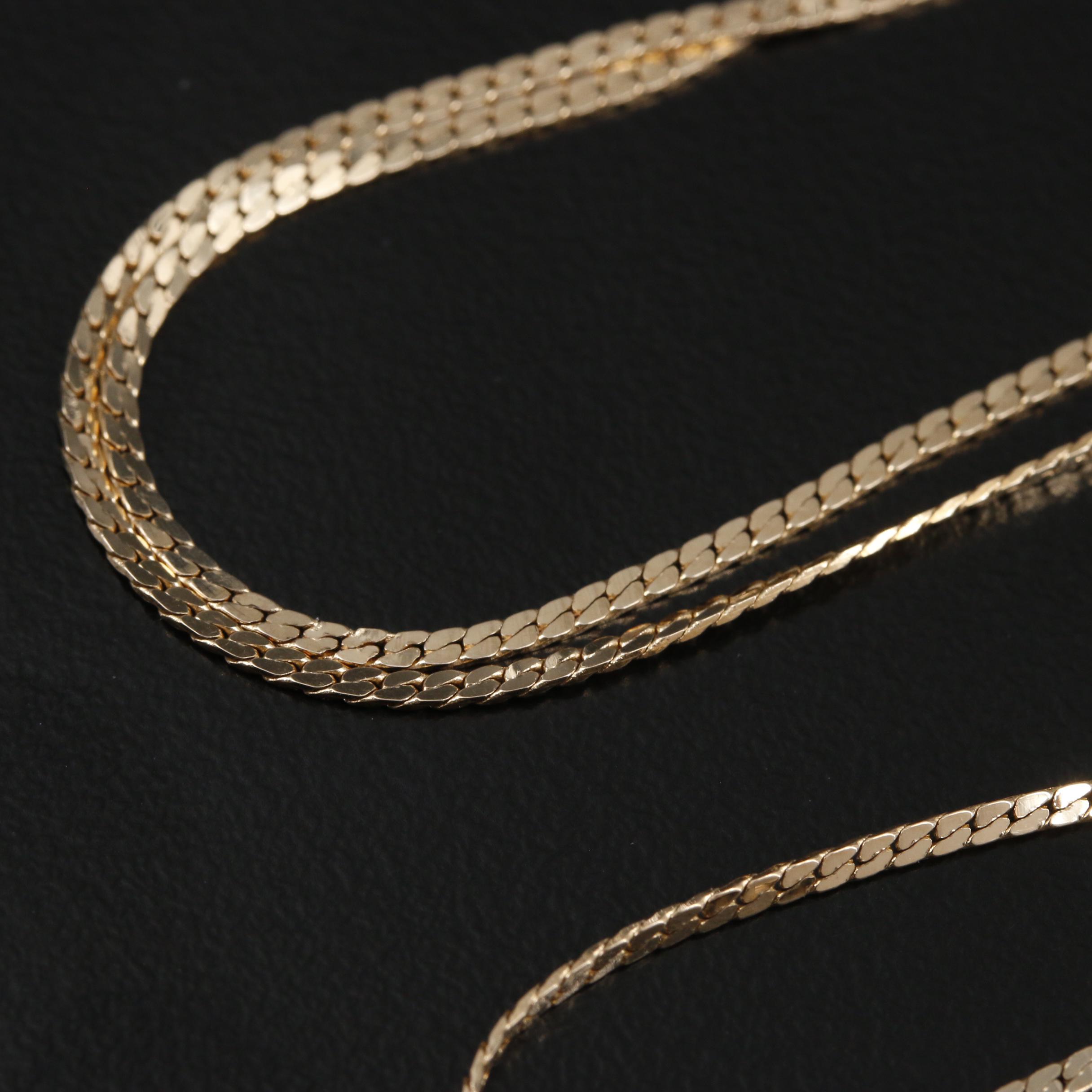 14K Gold Herringbone Chain Necklace