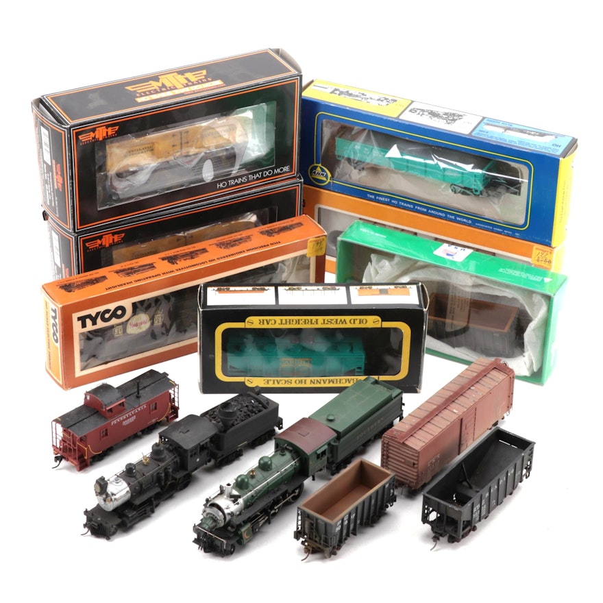 M.T.H., Cox, Tyco, AHM, and Bachman HO Scale Train Cars in Original Packaging