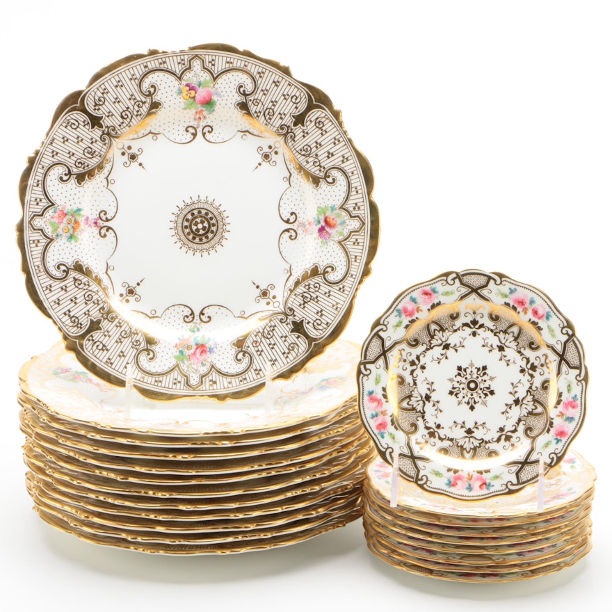 Brown-Westhead, Moore & Co. and Cauldon Hand Painted Floral Dinnerware Pieces