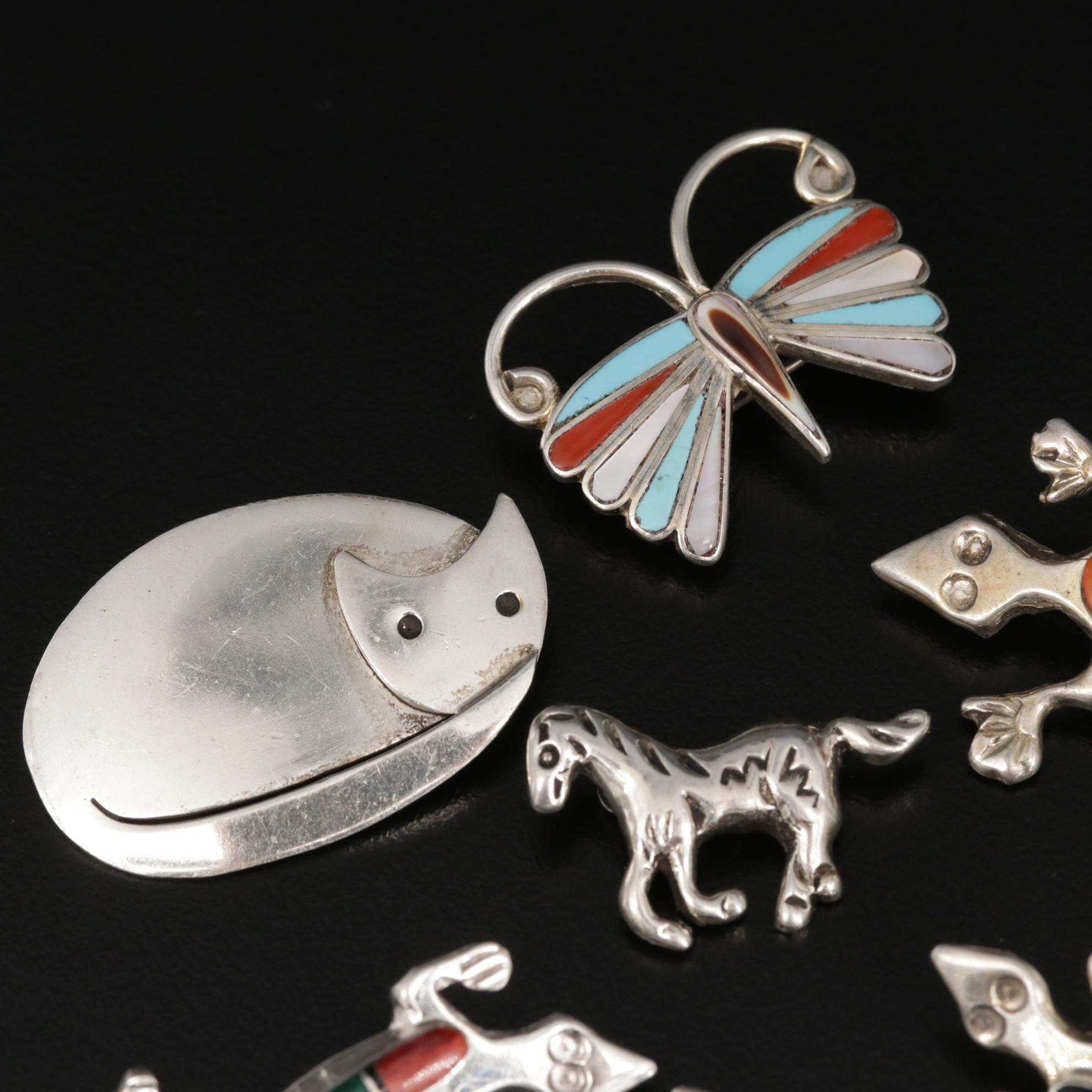 Sterling Brooches Including Melissa Yazzie Navajo Diné Lizards