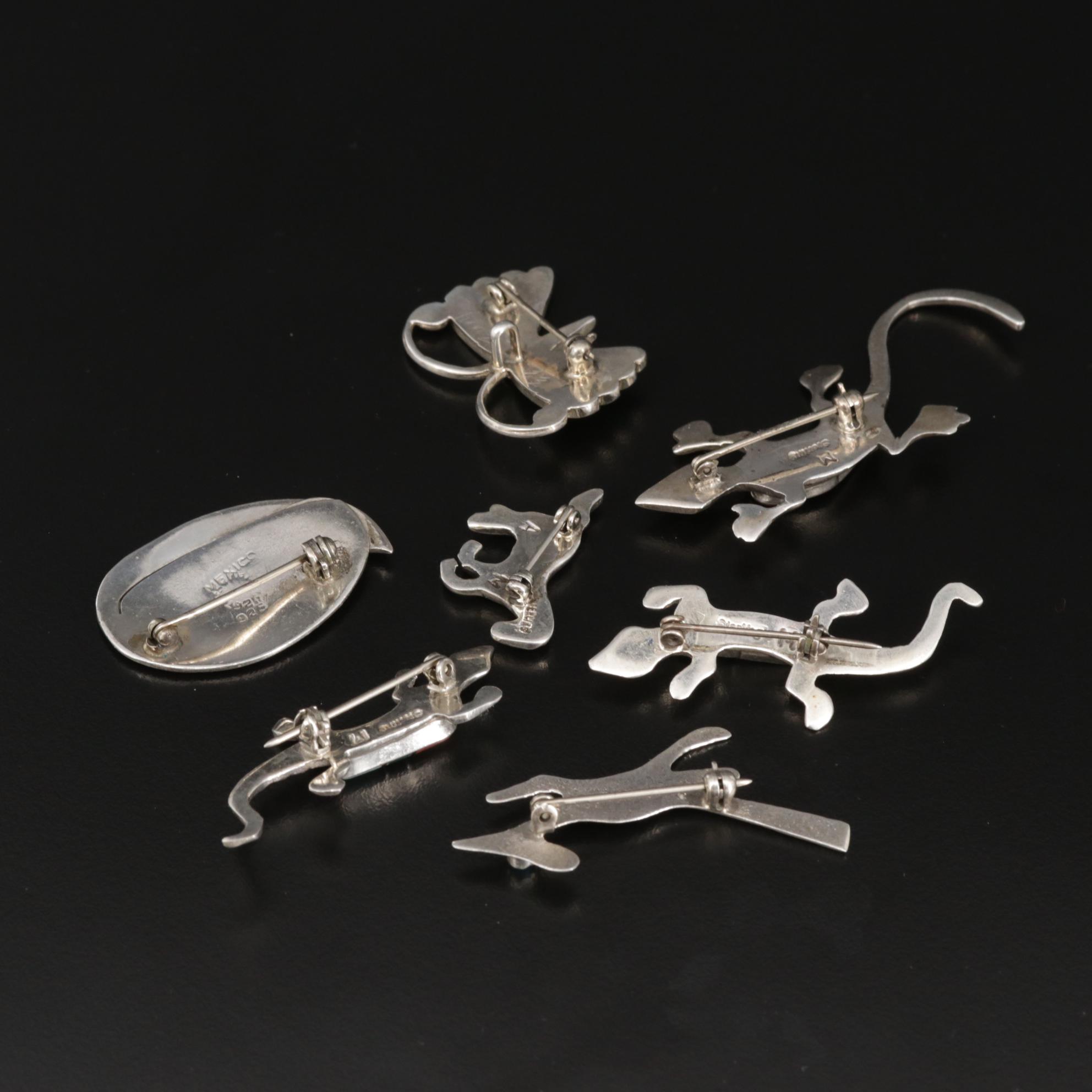 Sterling Brooches Including Melissa Yazzie Navajo Diné Lizards