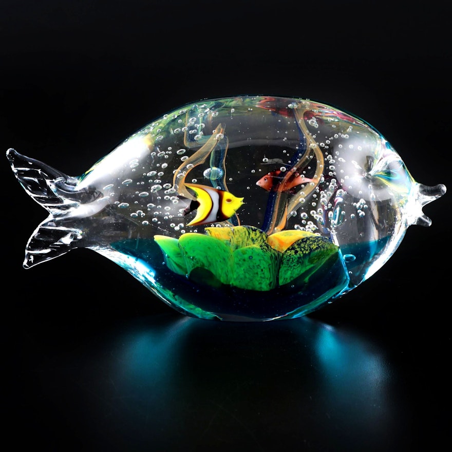 Signed Blown Art Glass Fish Figurine