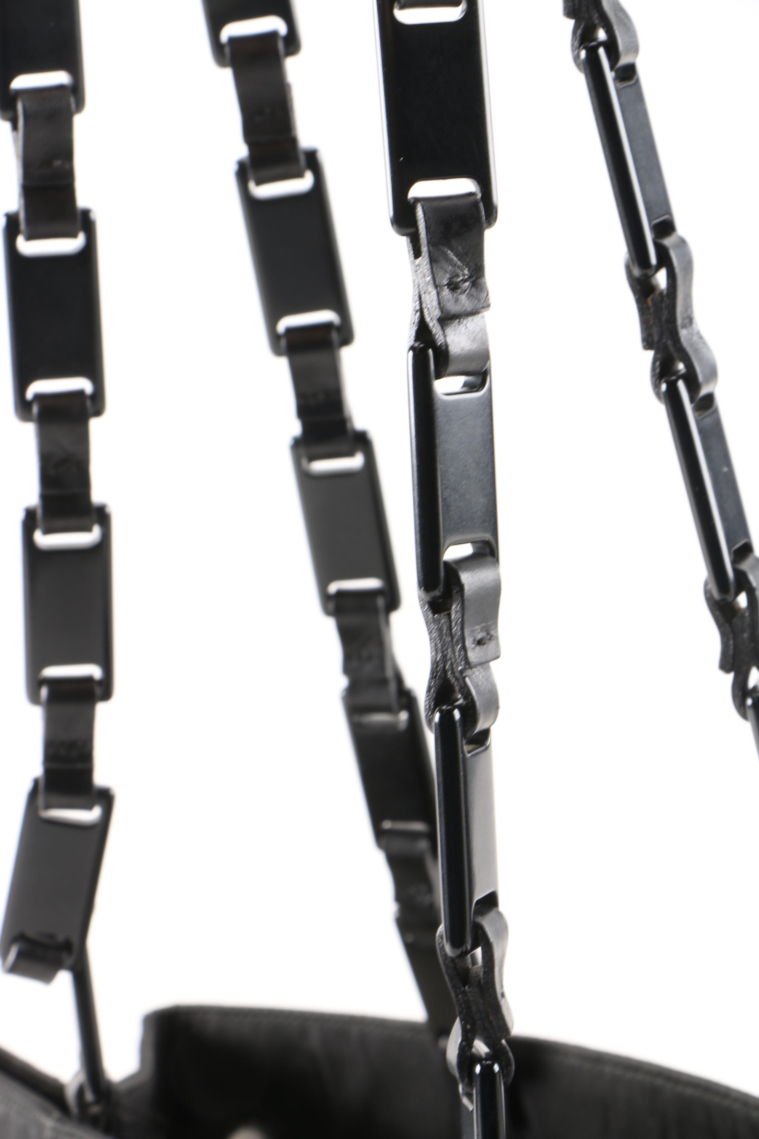 Prada Black Resin and Leather Chain Tessuto Nylon Tote Bag