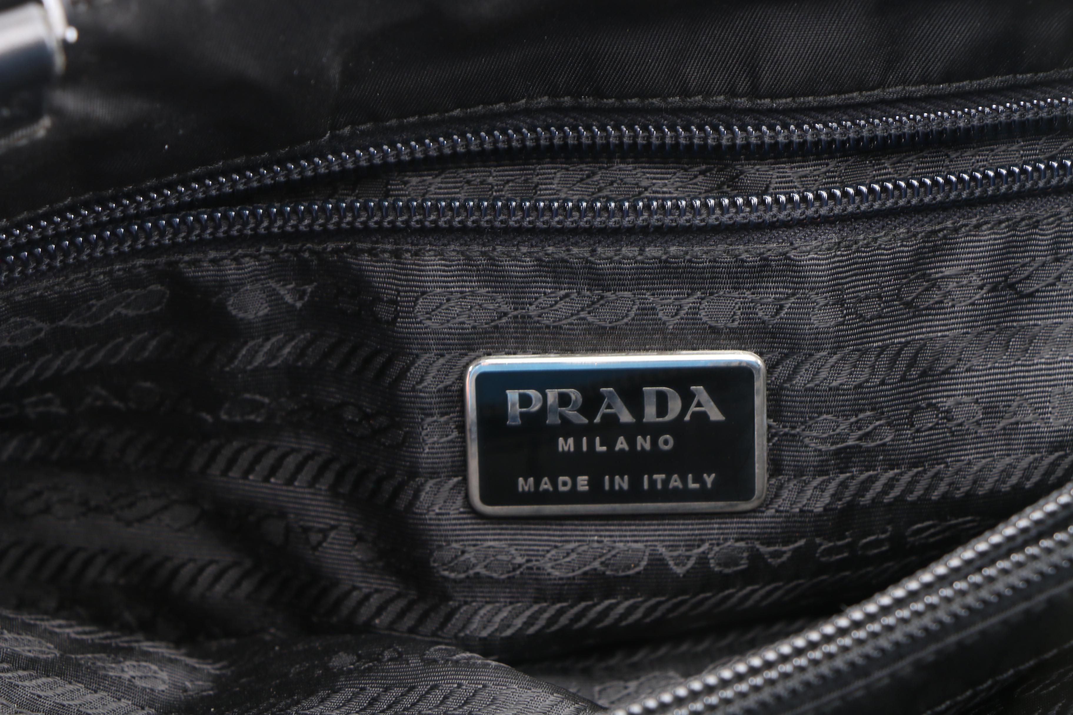Prada Black Resin and Leather Chain Tessuto Nylon Tote Bag