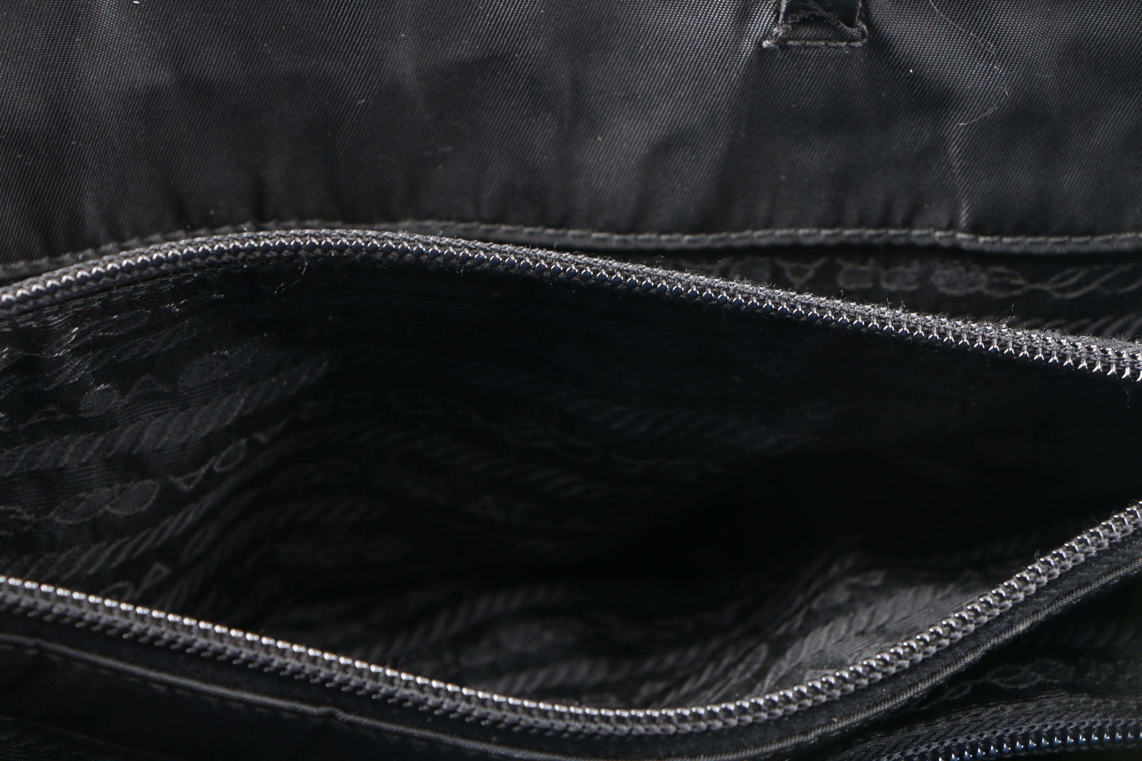 Prada Black Resin and Leather Chain Tessuto Nylon Tote Bag