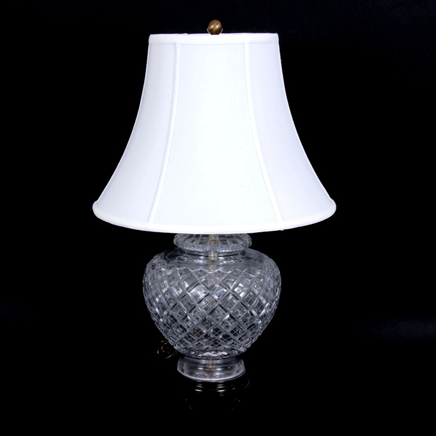 Cristal d'Albret Lead Crystal Table Lamp with Fabric Bell Shade