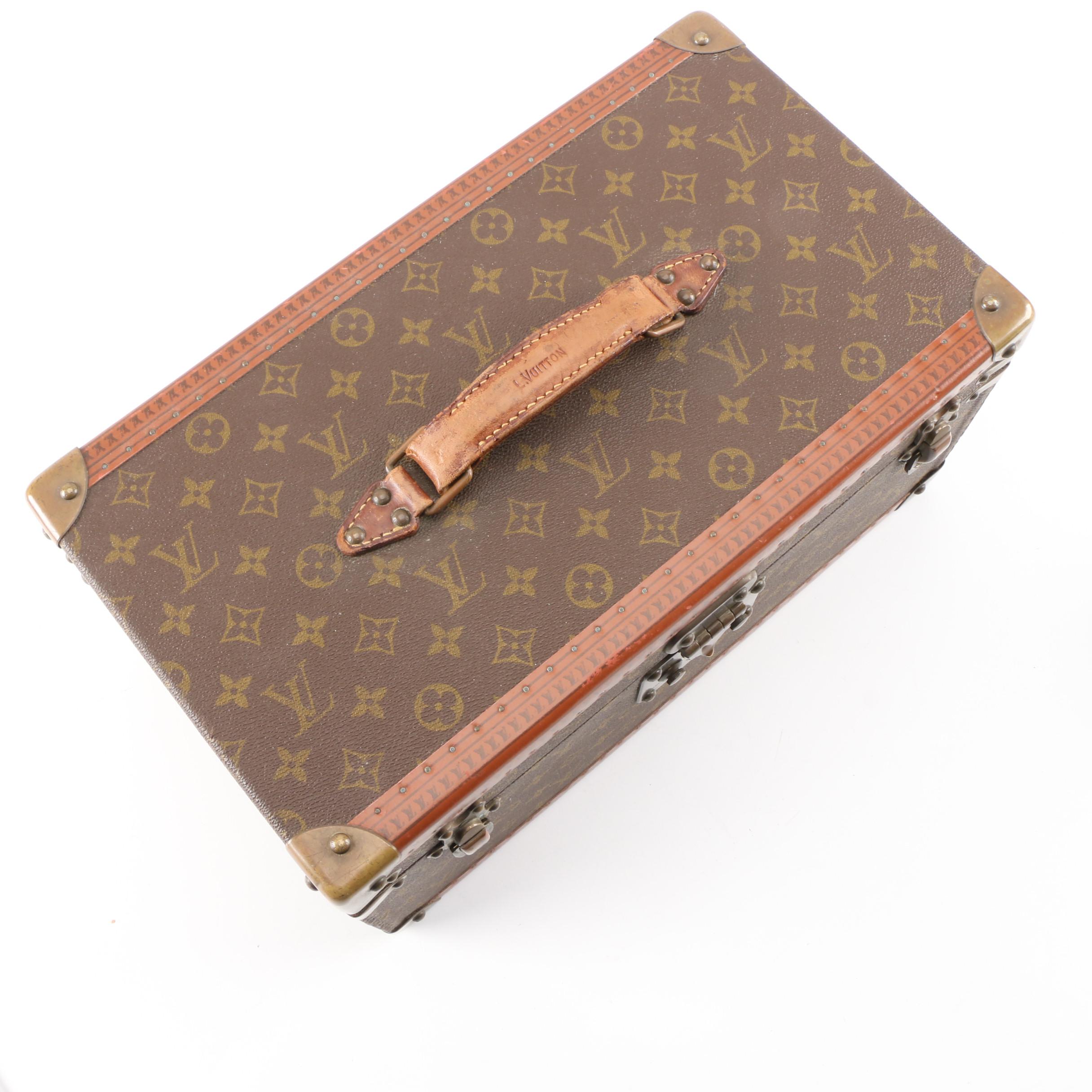 Louis Vuitton Train Case in Monogram and Leather, 1960s Vintage