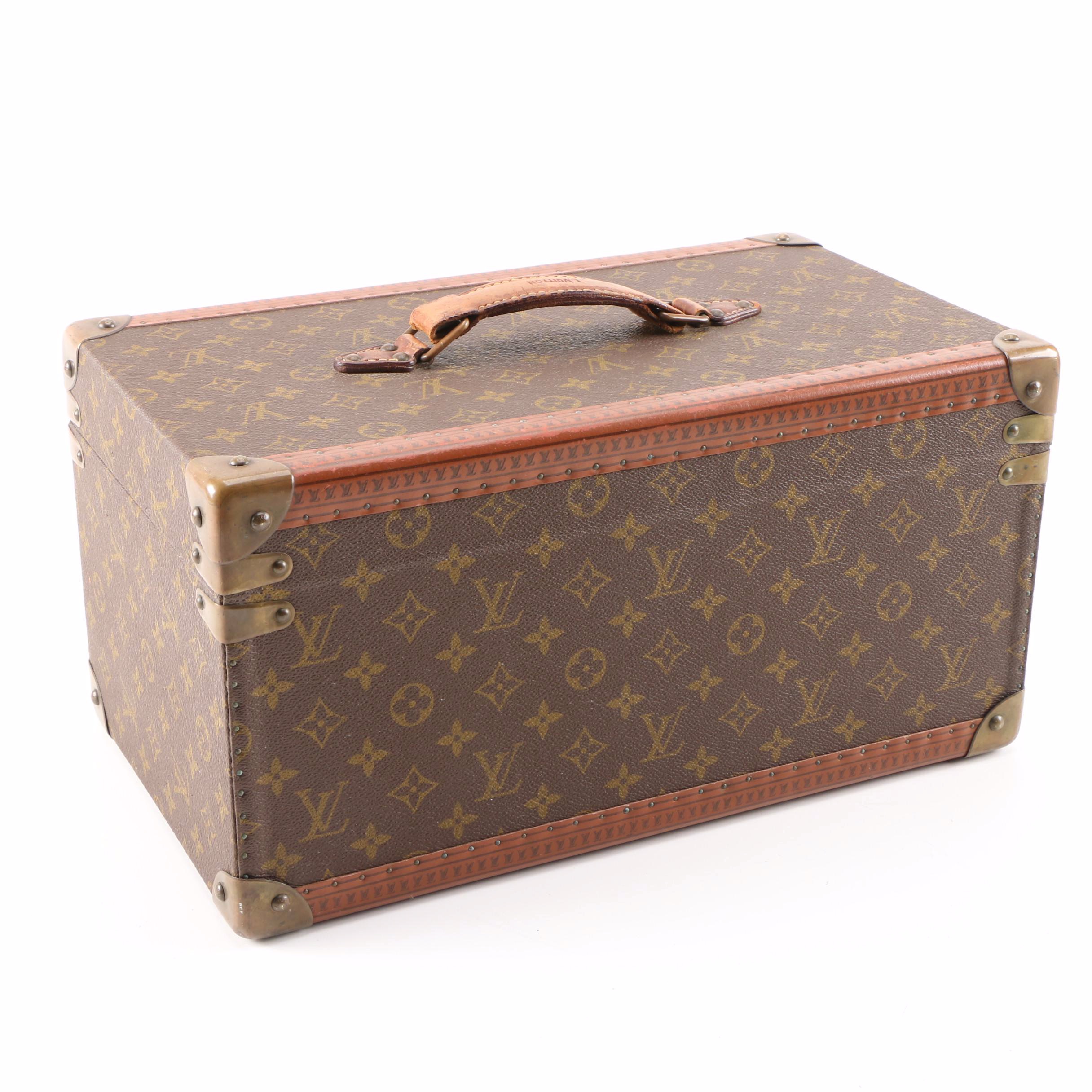 Louis Vuitton Train Case in Monogram and Leather, 1960s Vintage