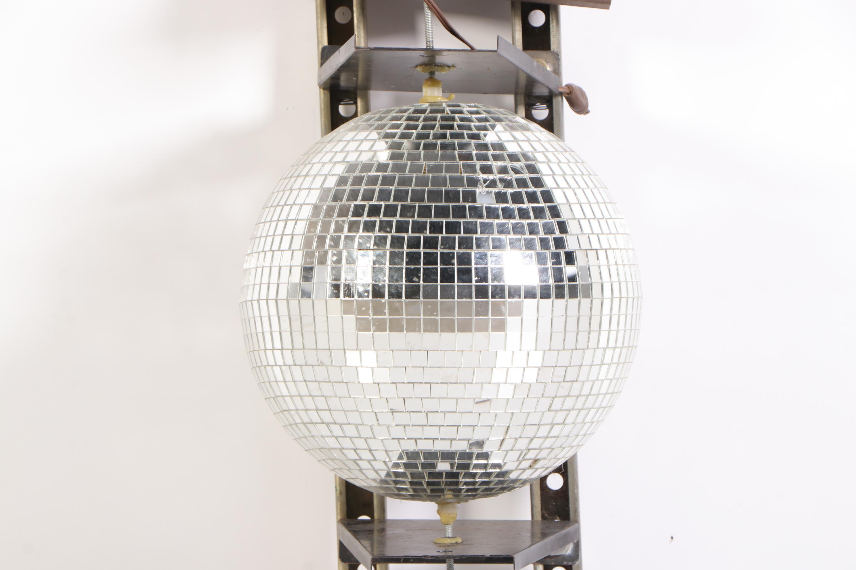 Mirrored Disco Ball on Electric Wall-Mount Bracket