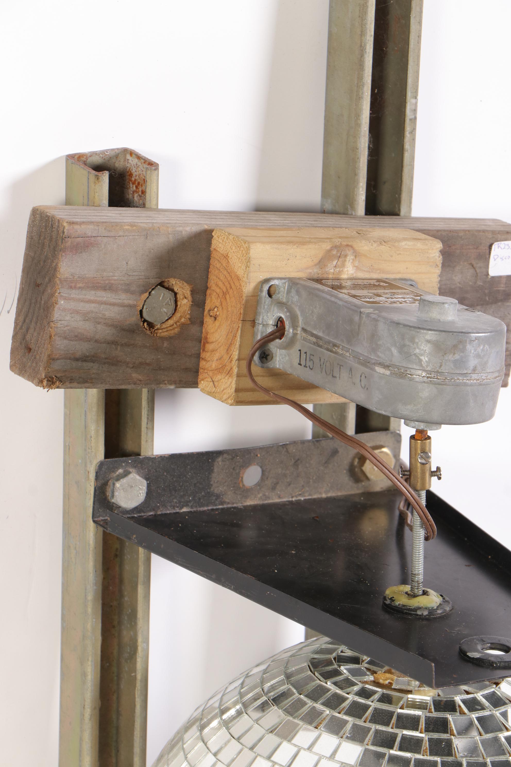 Mirrored Disco Ball on Electric Wall-Mount Bracket