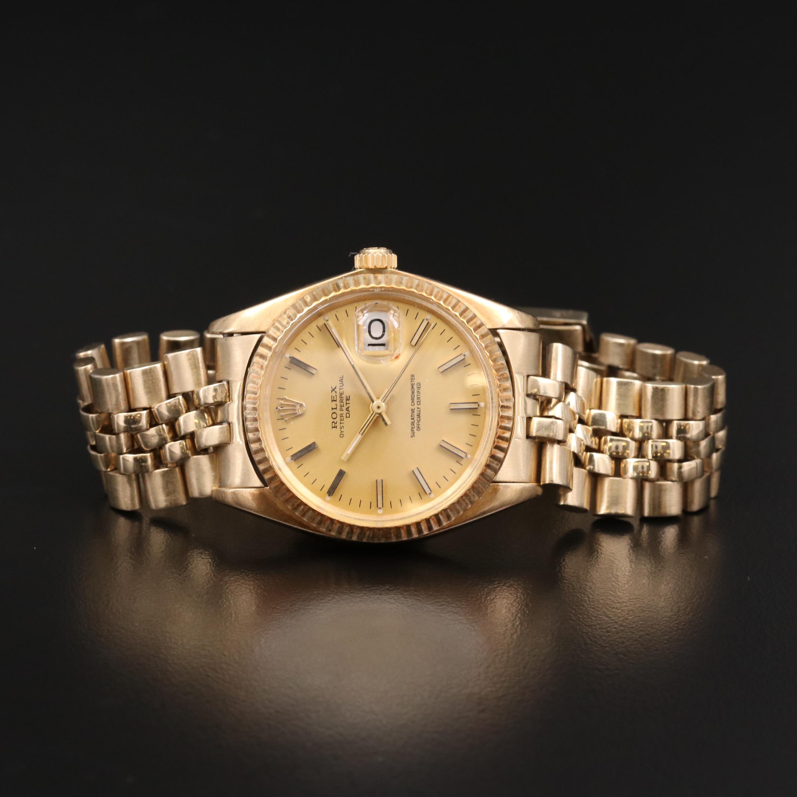 Rolex Date 14K Gold Automatic Watch, 1978