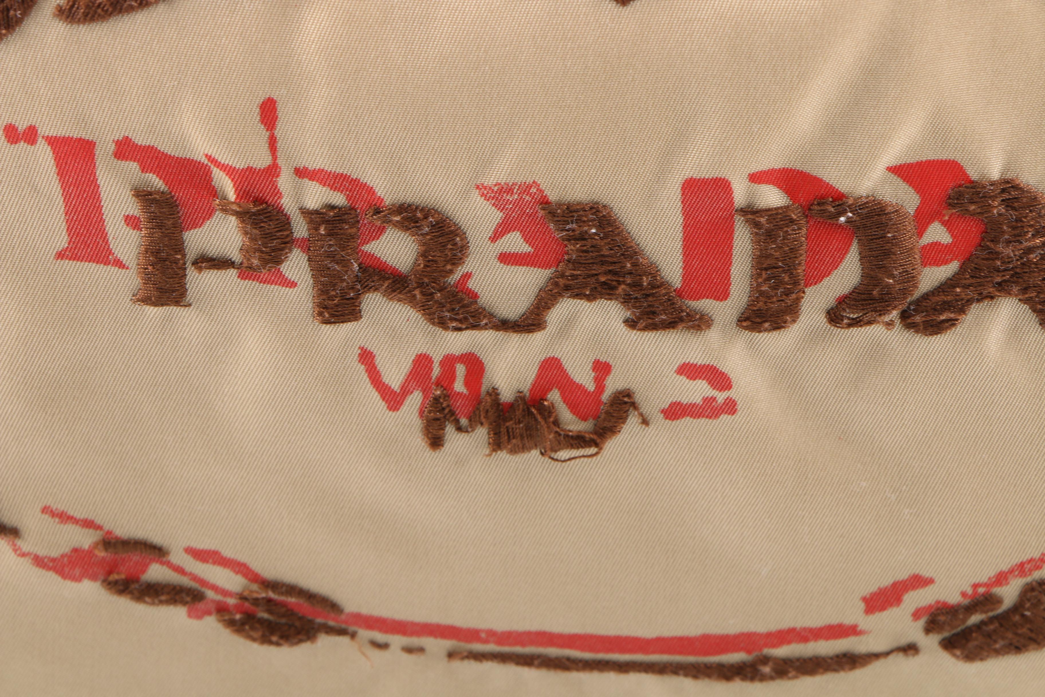 Prada Shoulder Bag in Beige Nylon and Leather