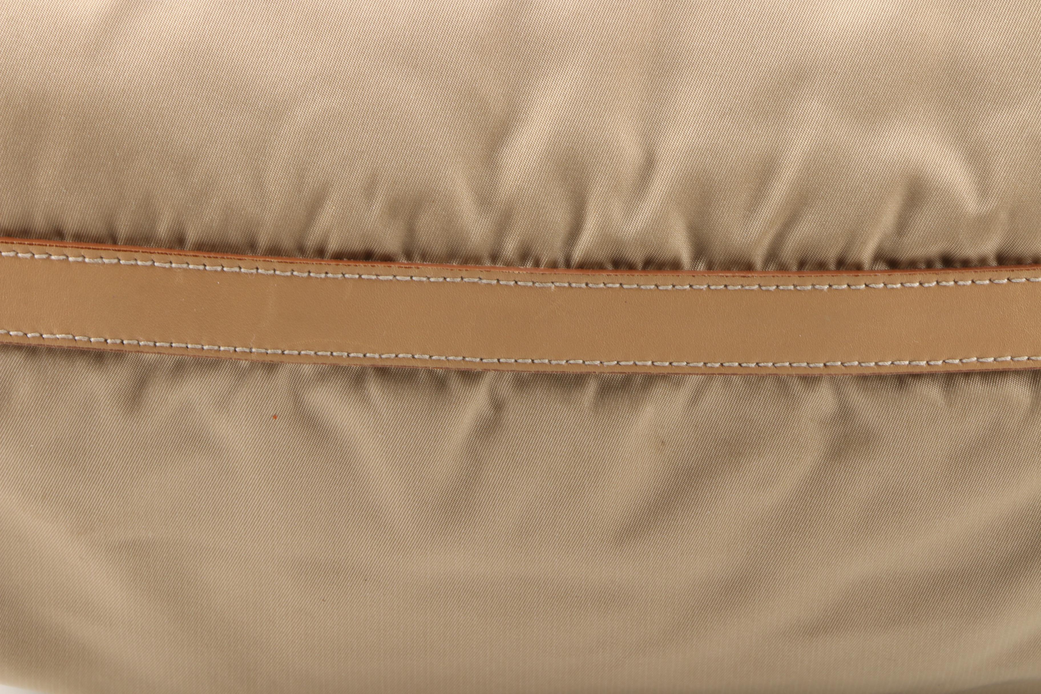Prada Shoulder Bag in Beige Nylon and Leather