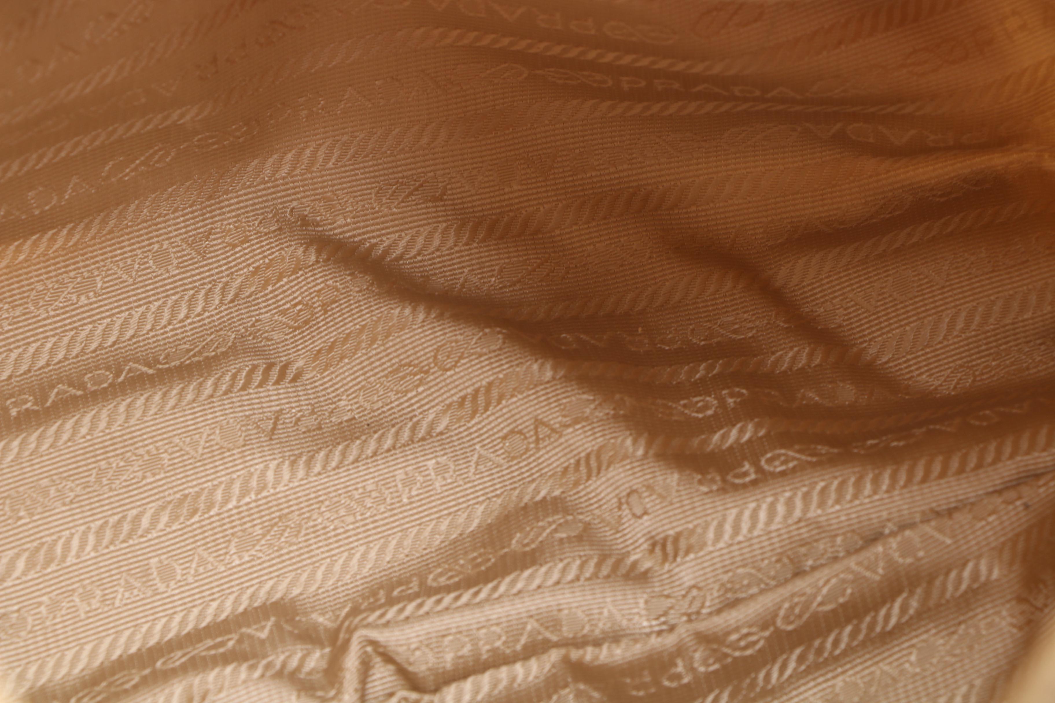 Prada Shoulder Bag in Beige Nylon and Leather