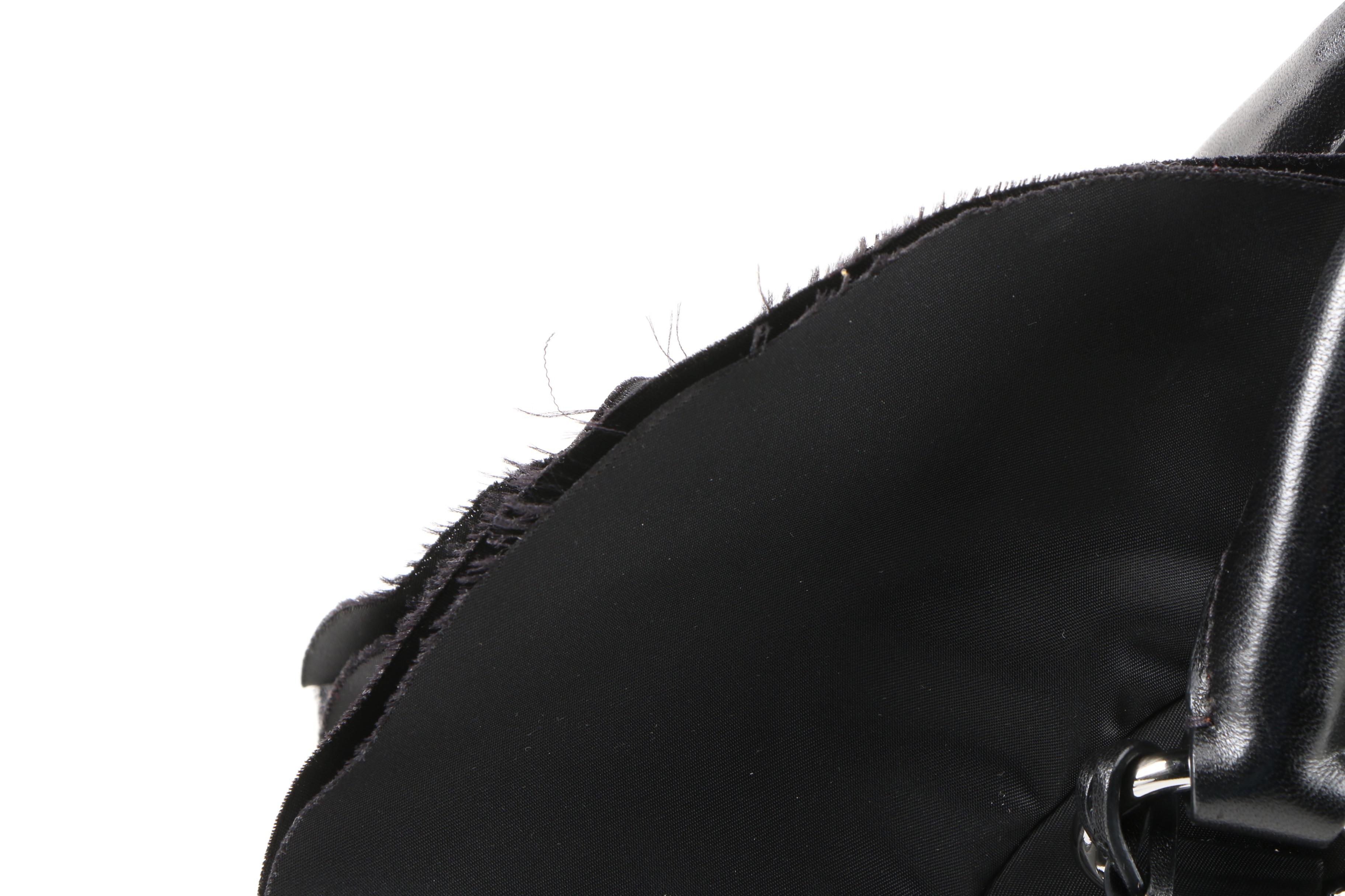Prada Frilled Handbag in Nero Tessuto Nylon and Leather