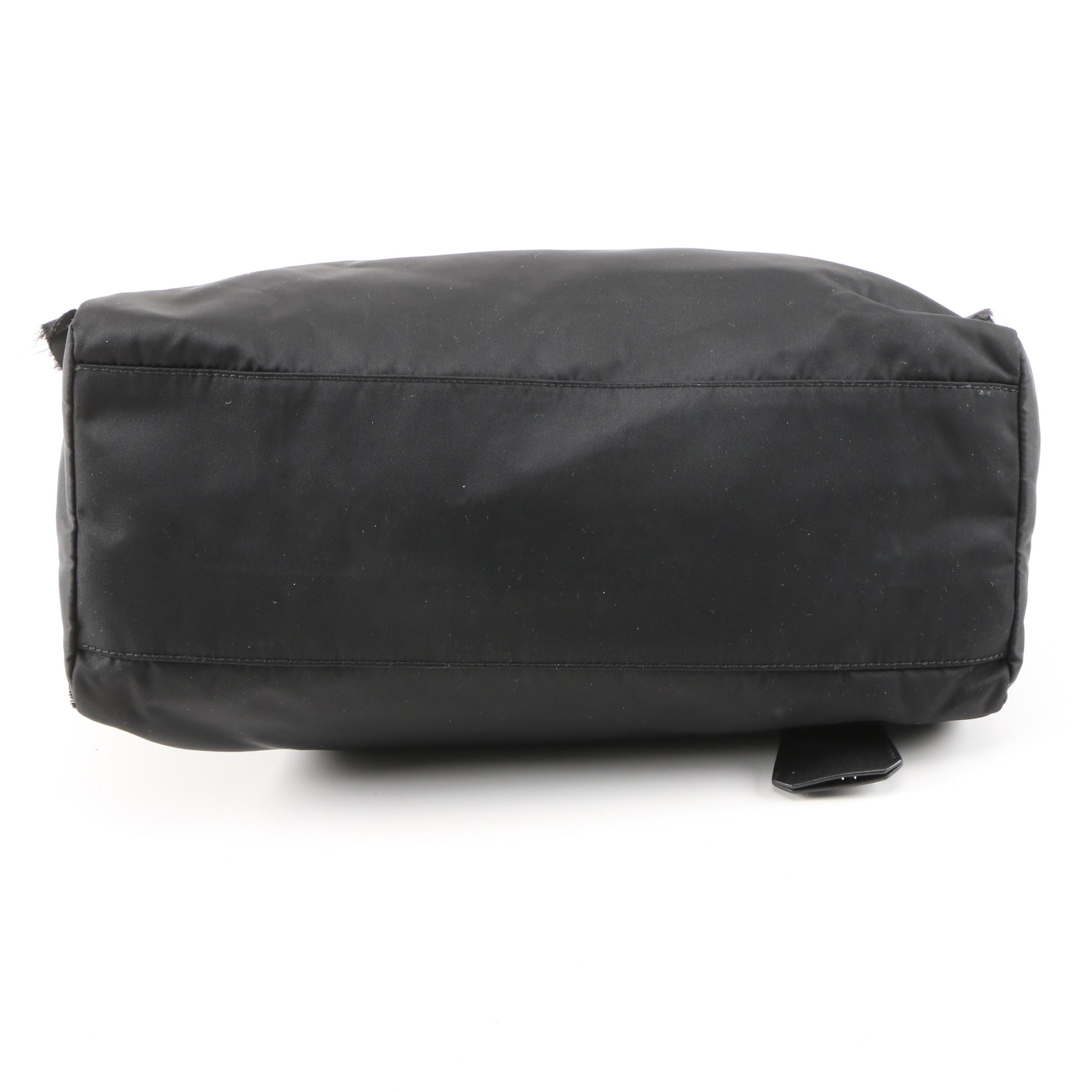 Prada Frilled Handbag in Nero Tessuto Nylon and Leather