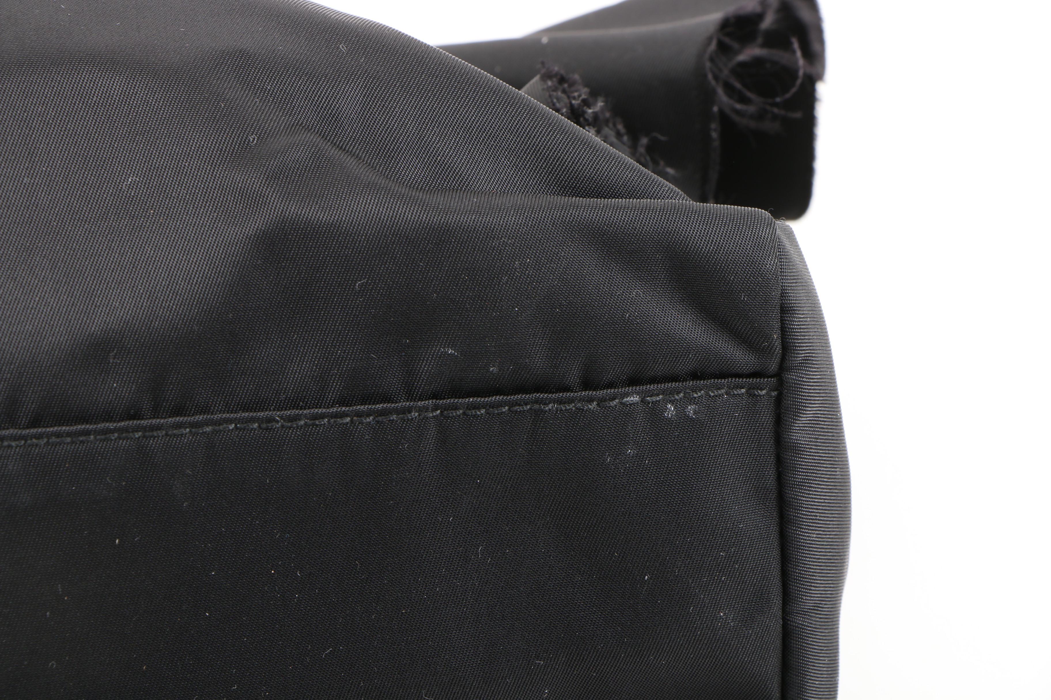 Prada Frilled Handbag in Nero Tessuto Nylon and Leather