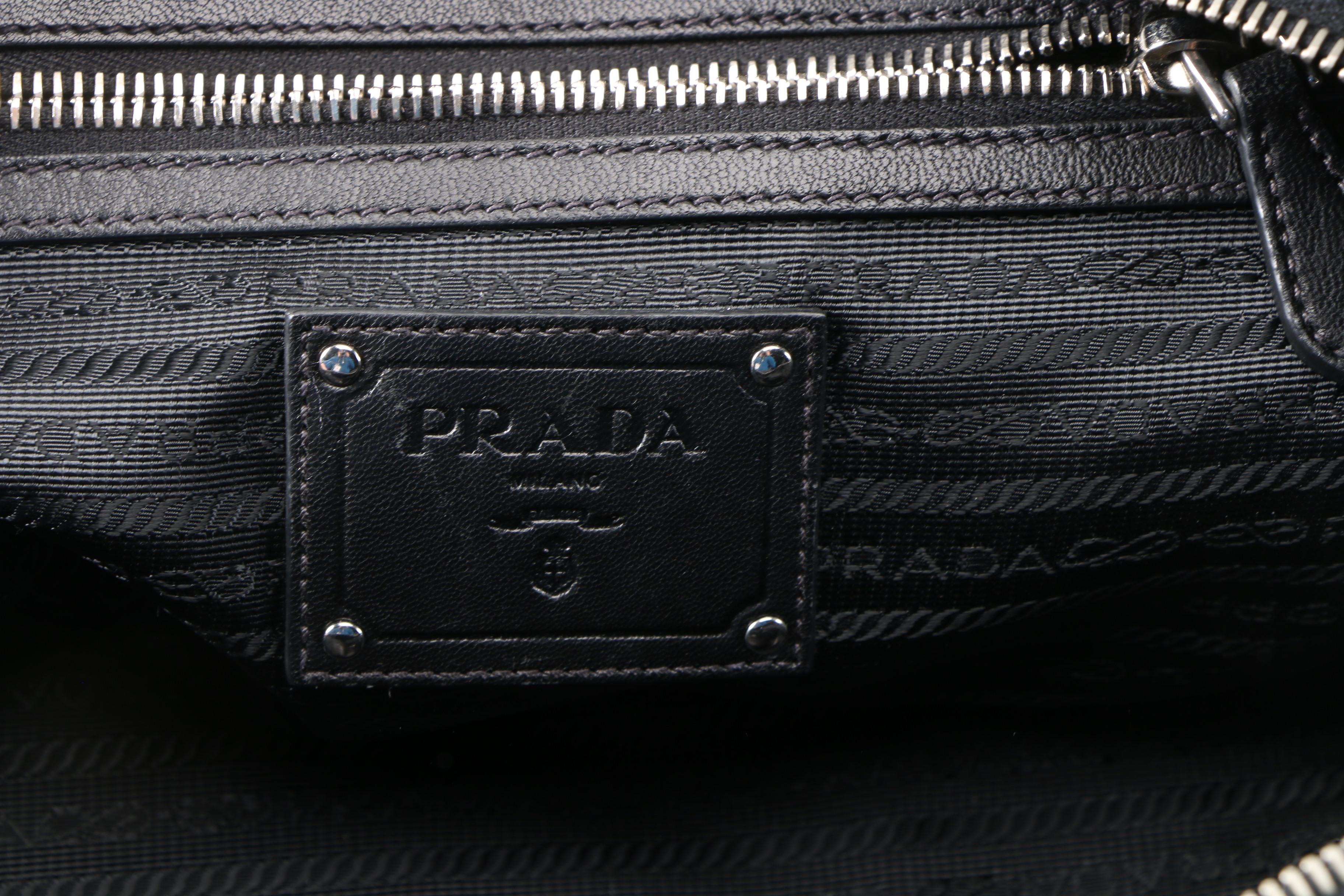 Prada Frilled Handbag in Nero Tessuto Nylon and Leather
