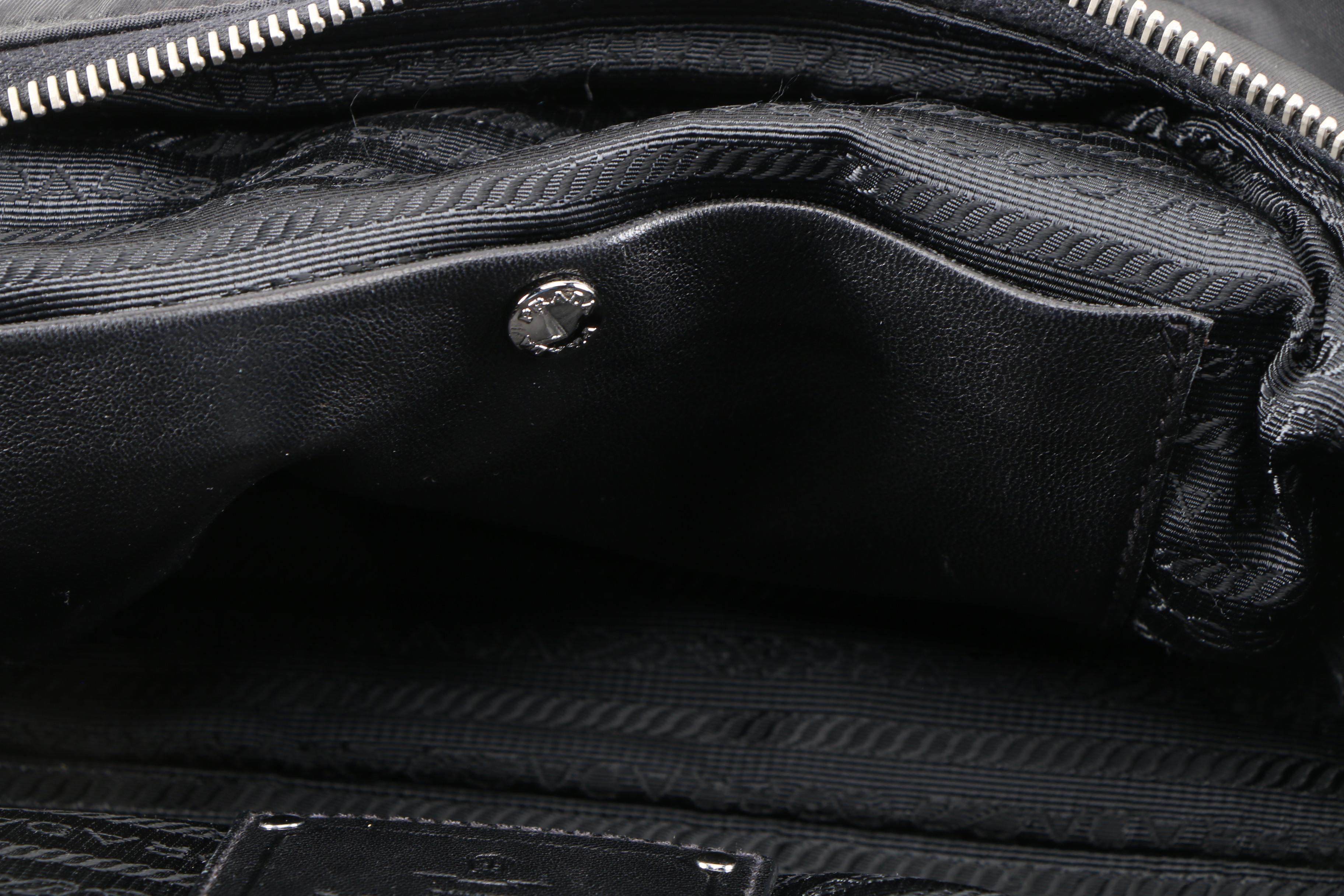 Prada Frilled Handbag in Nero Tessuto Nylon and Leather