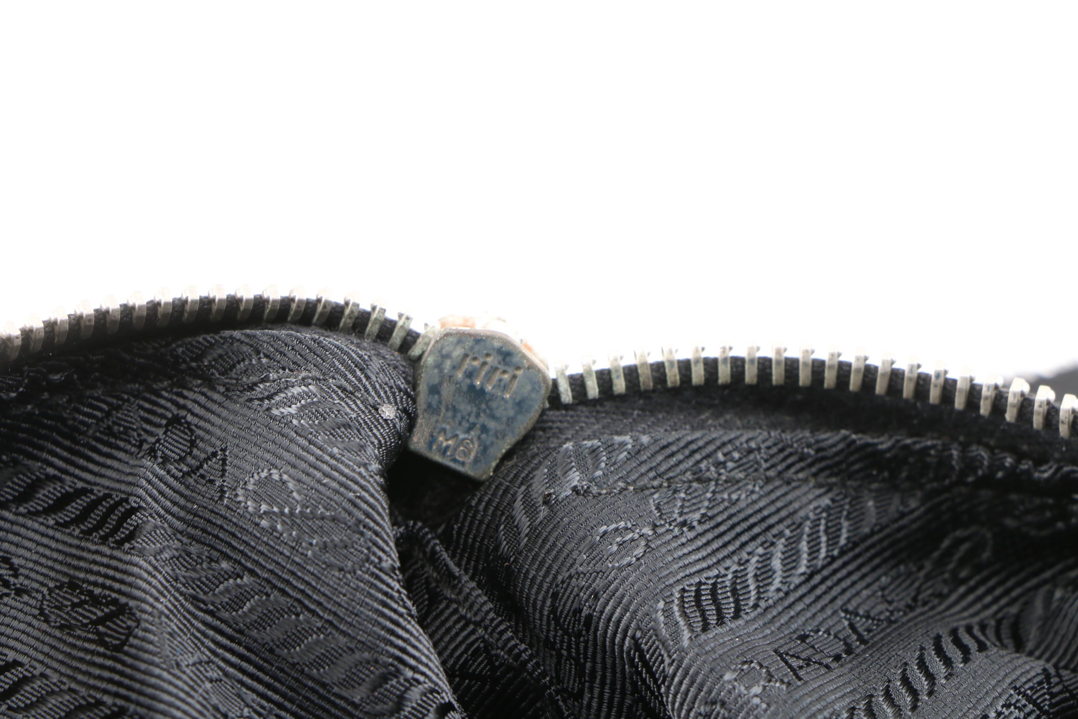 Prada Frilled Handbag in Nero Tessuto Nylon and Leather