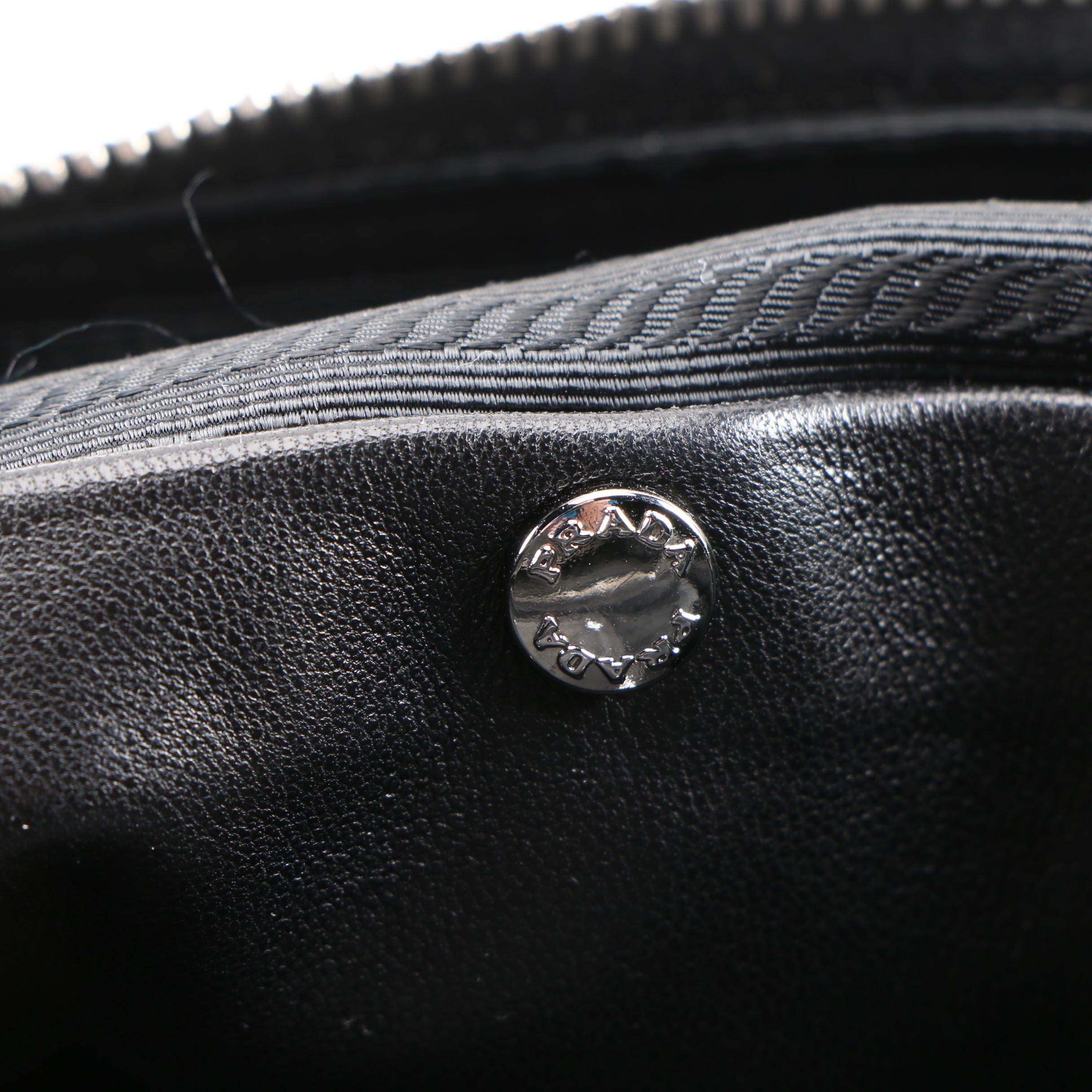 Prada Frilled Handbag in Nero Tessuto Nylon and Leather