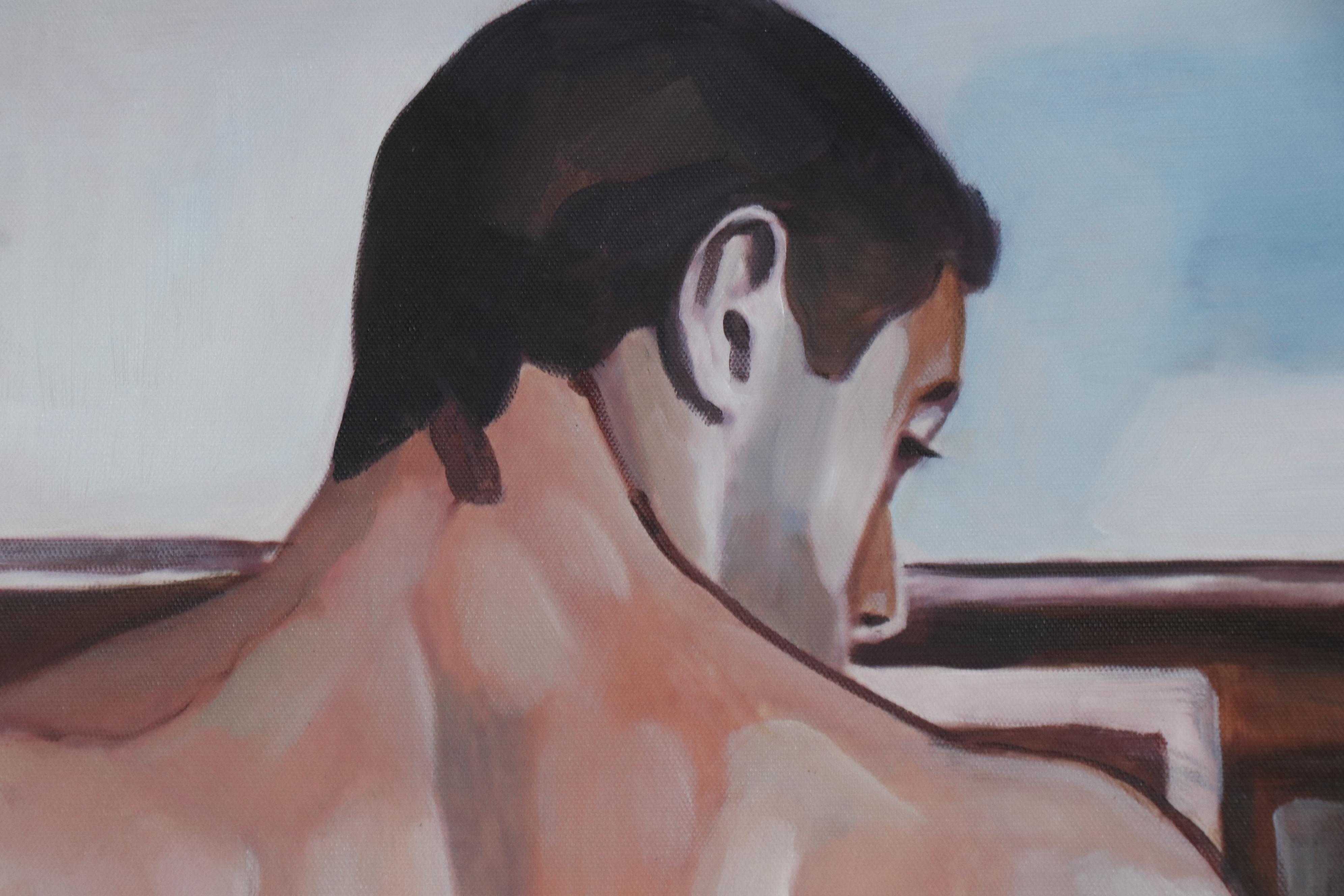 Figure Oil Painting of Male Nude Pianist