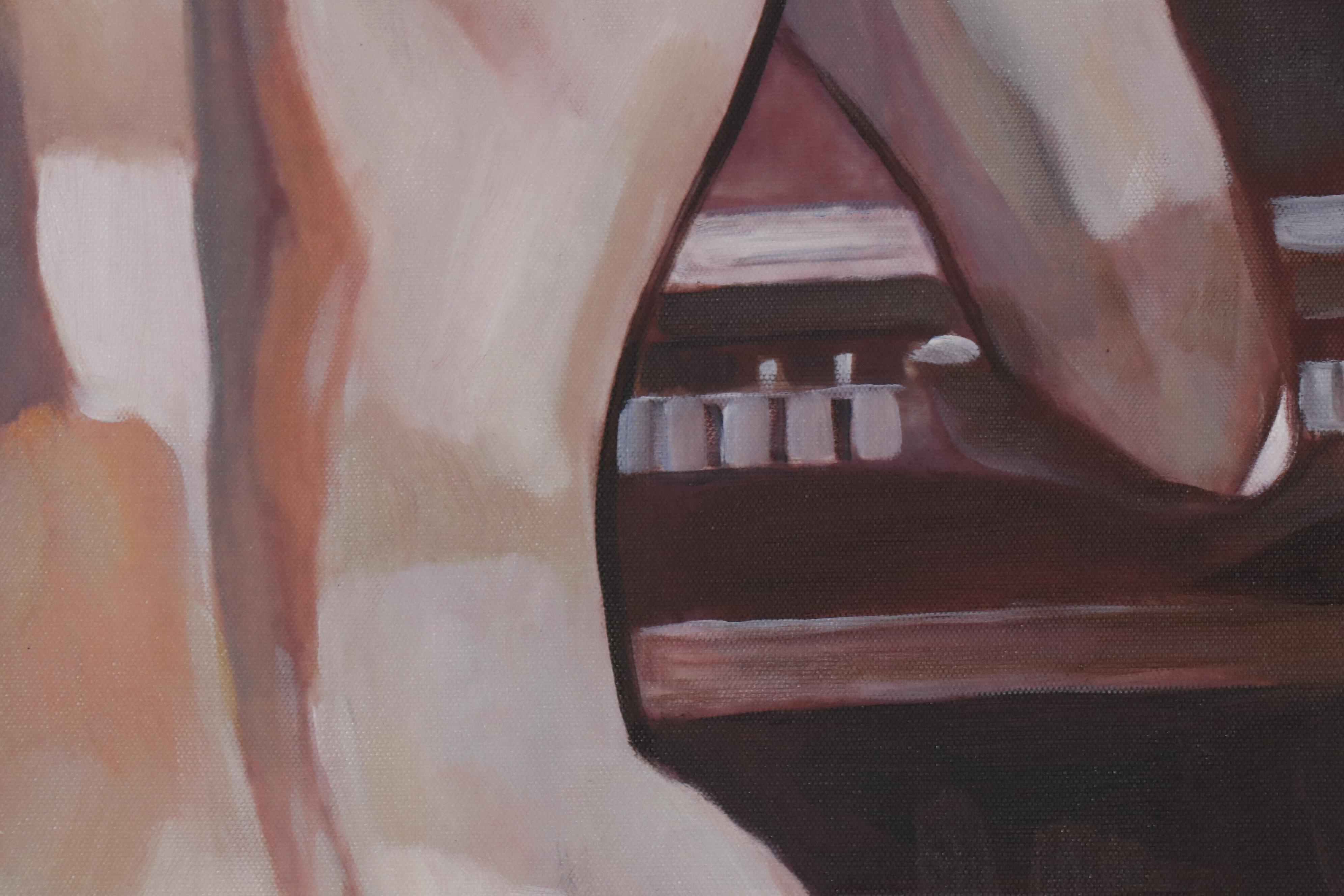 Figure Oil Painting of Male Nude Pianist